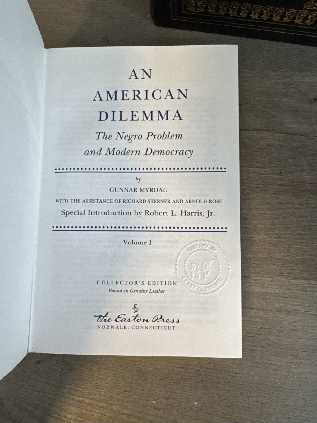 An American Dilemma Volumes 1 & 2 Gunnar Myrdal Easton Press 1993 Collector’s Ed