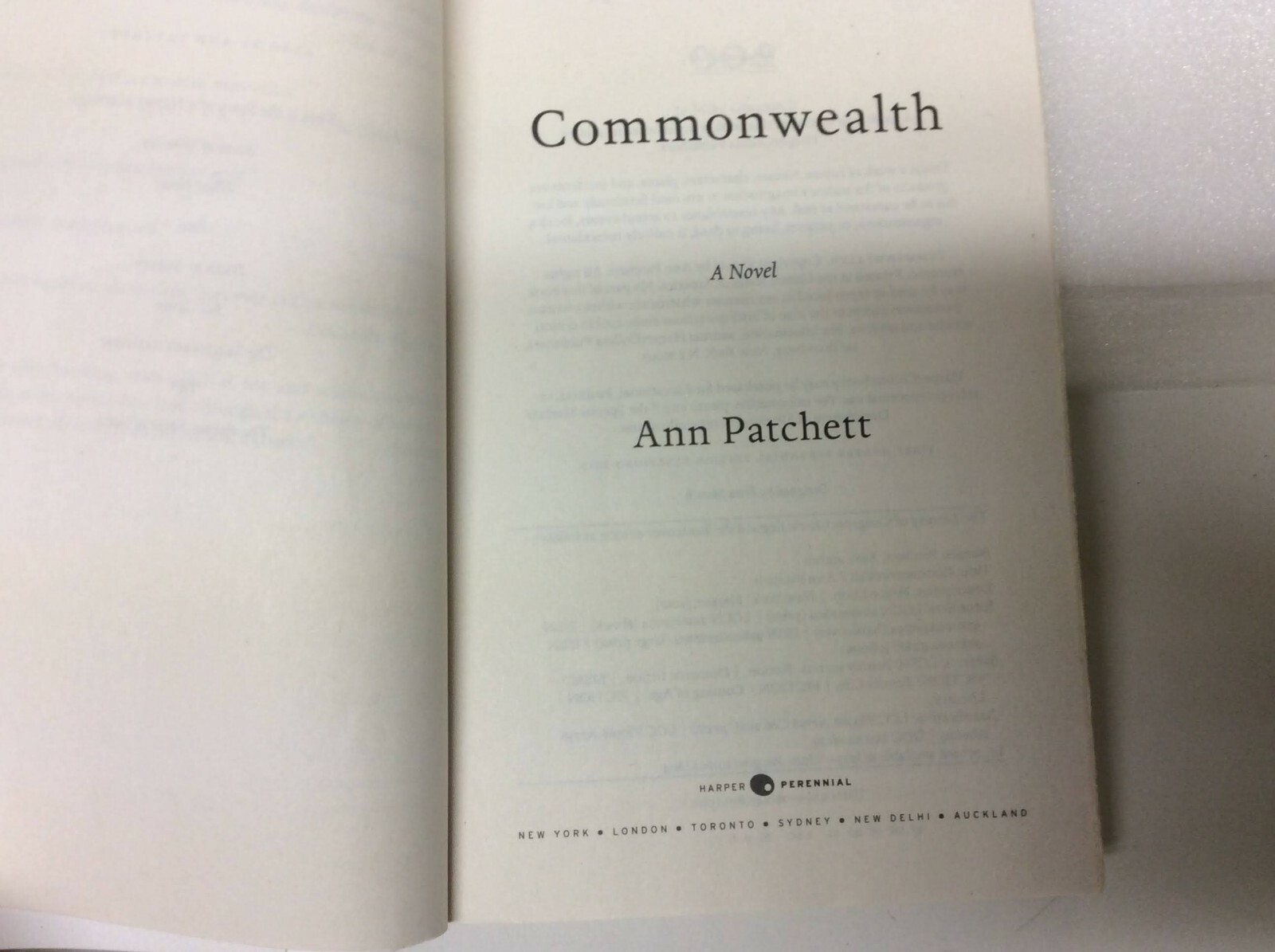 Commonwealth A Novel by Ann Patchett (2016, First Edition Paperback) Good