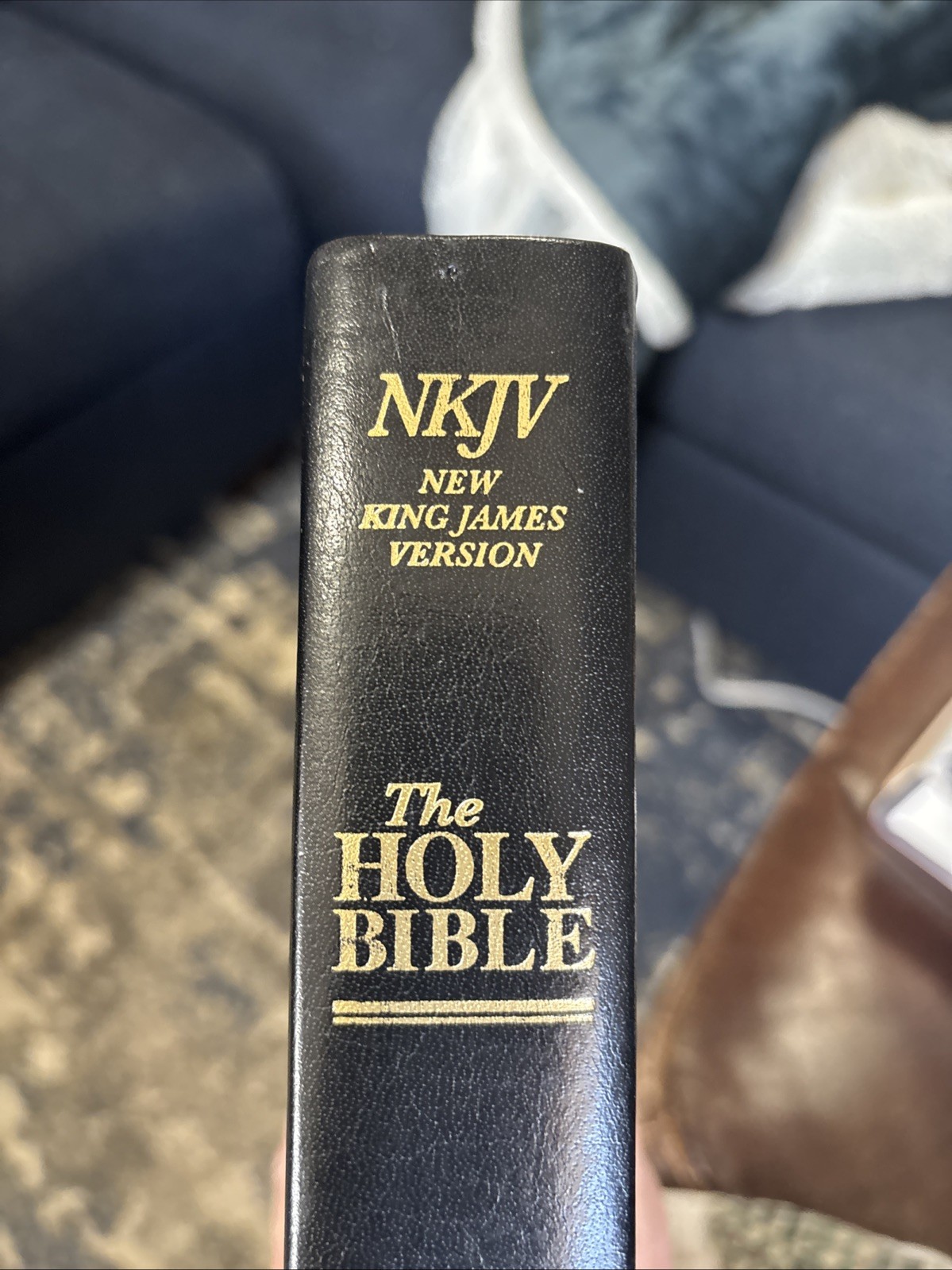 Holy Bible Prophecy Study Edition NKJV Genuine Leather Black Red Letter Gold Gld