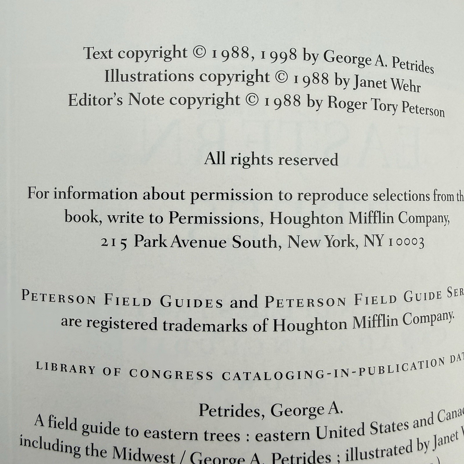 Peterson Field Guide to Eastern Trees George A. Petrides Janet Wehr