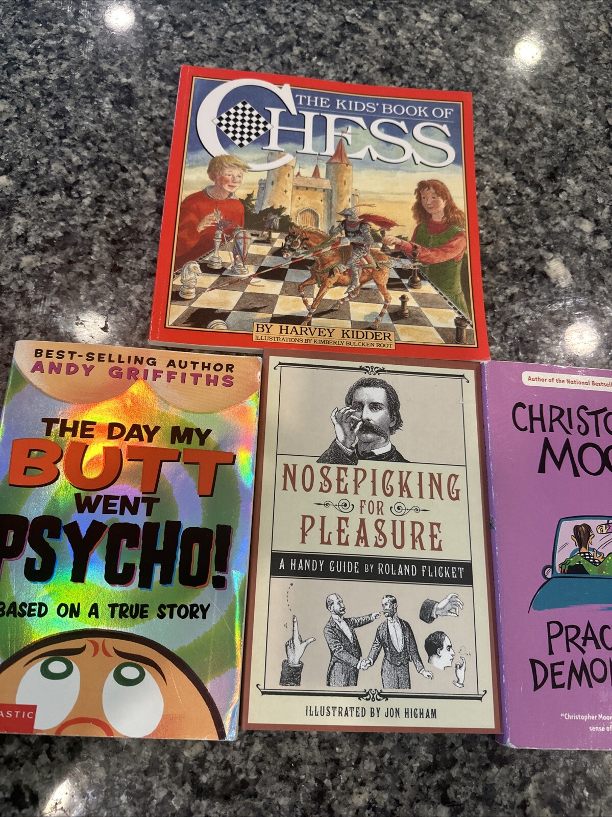 Kids Book Lot Of 4 📚Demonkeeping Moore Nosepicking, My Butt Psycho , Chess💫VG+
