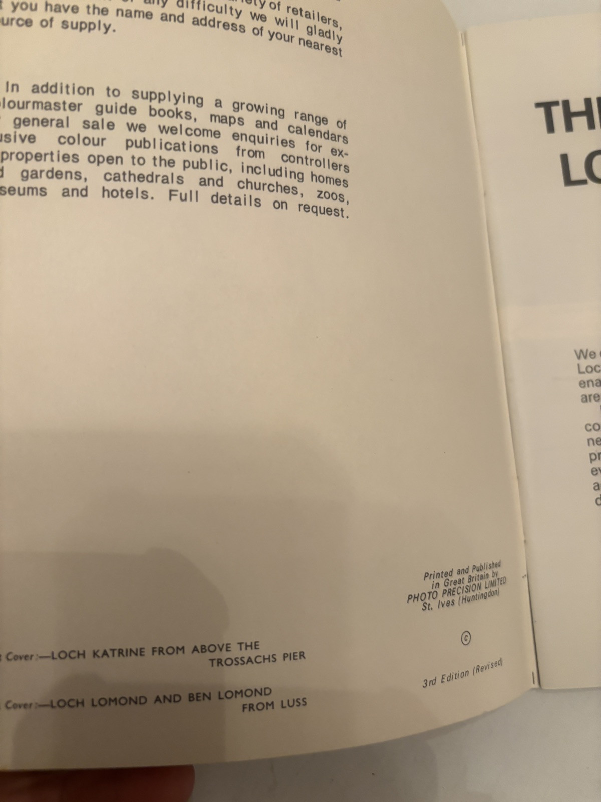 THE TROSSACHS & LOCH LOMOND (undated) 36 pages. TOURISTS GUIDE