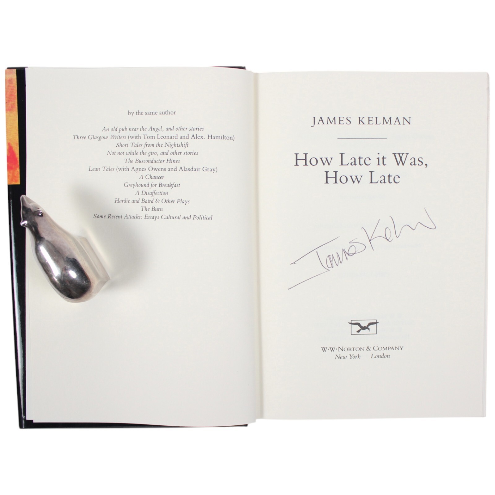 James Kelman SIGNED How Late It Was How Late First US Edition Booker Prize HCDJ