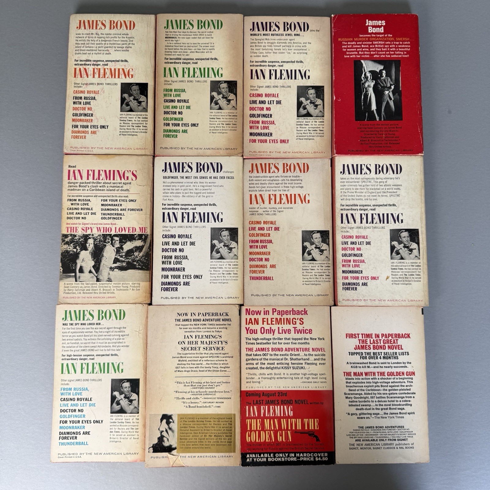 Vintage Ian Fleming James Bond Paperbacks 1960s – Lot of 12 Some 1st Ed. Nice!