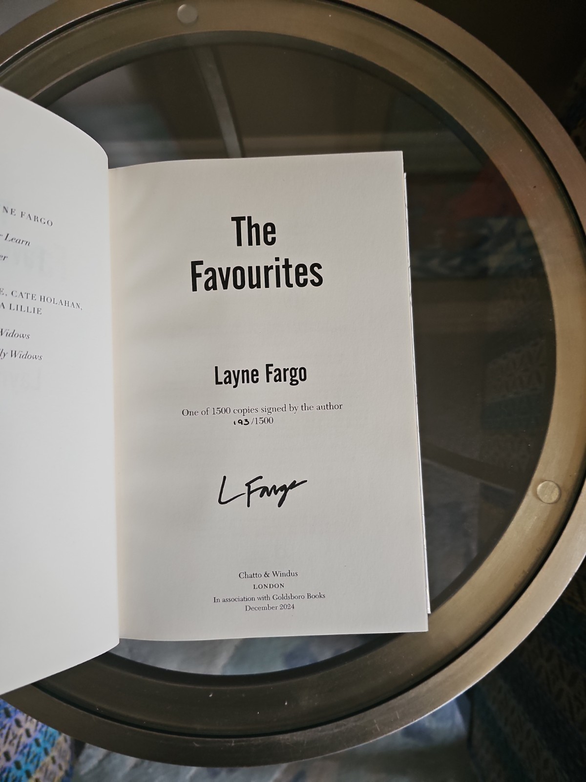 The Favourites by Layne Fargo SIGNED/NUMBERED Goldsboro SPRAYED EDGES UK 1st