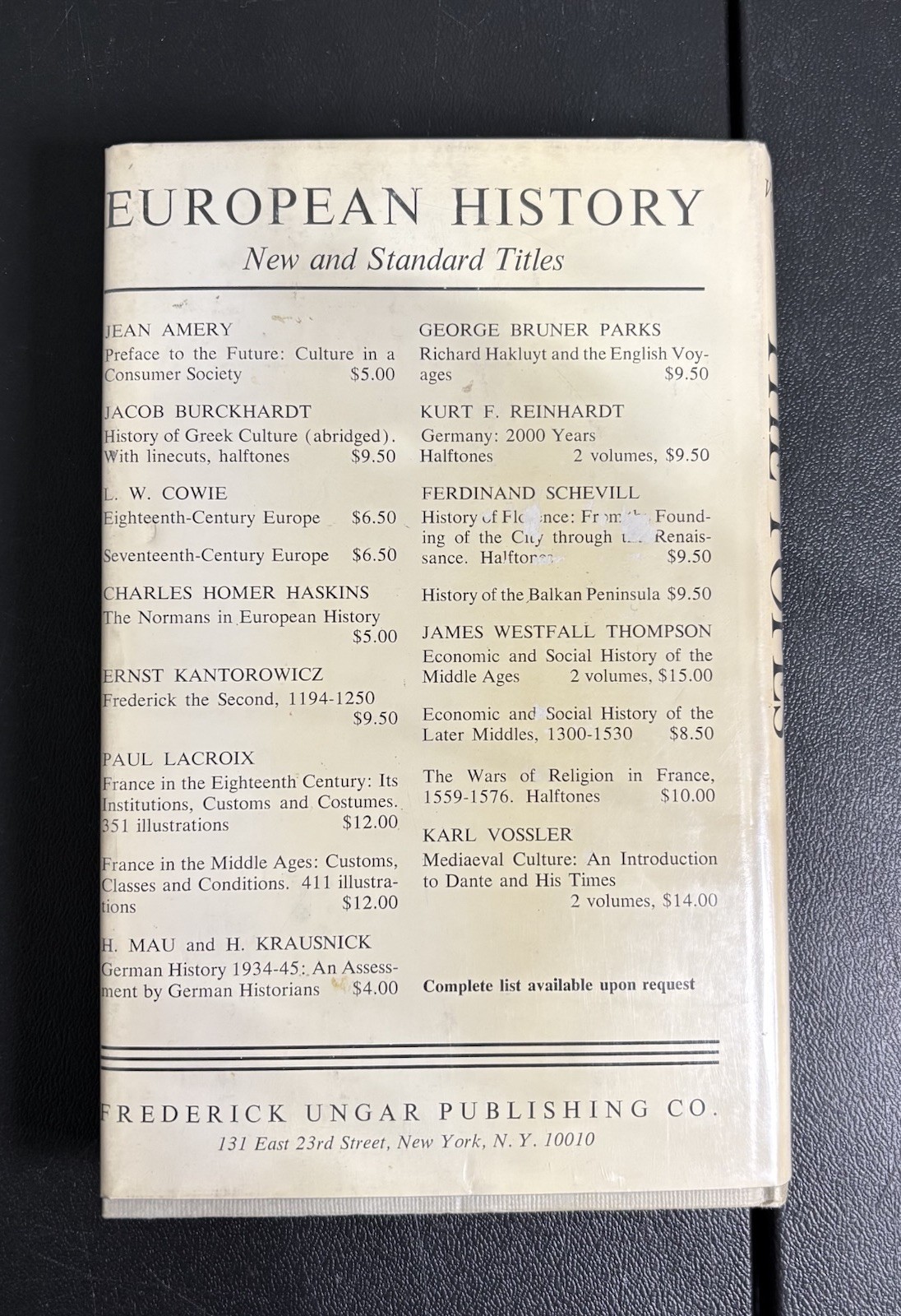 History of the Popes Vol 1 — Leopold von Ranke — 1966 Vintage HC w/ DJ
