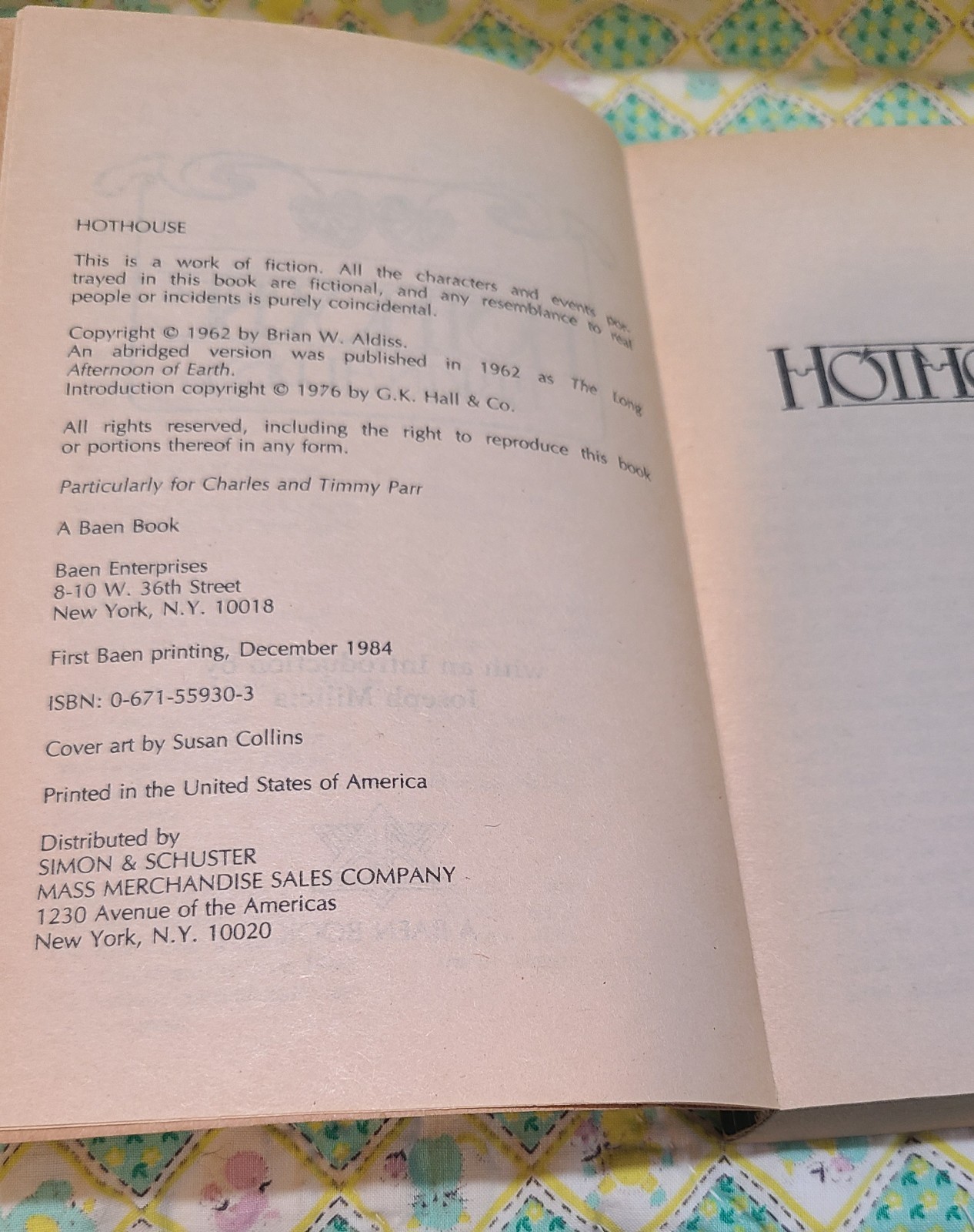 Hothouse by Brian Aldiss (1984) Baen Books – Paperback