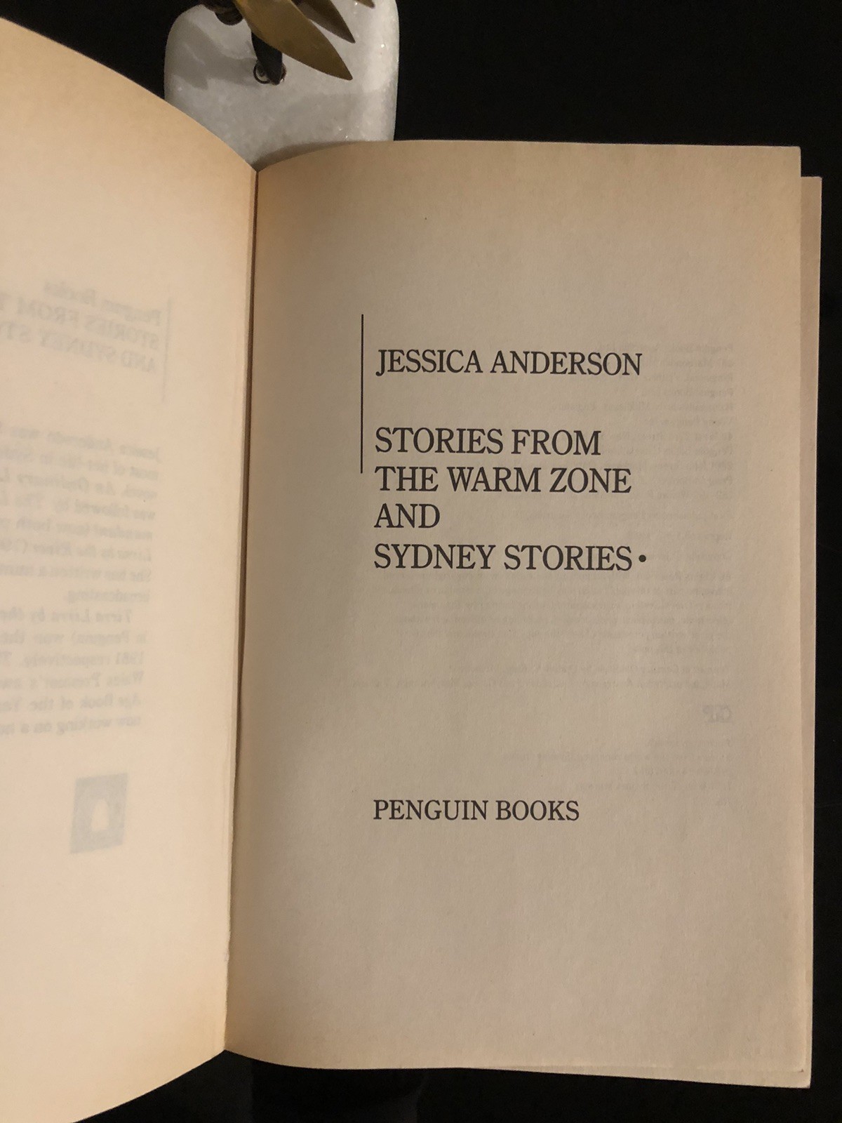 Stories From The Warm Zone & Sydney Stories Jessica Anderson Penguin 1988 SC VG