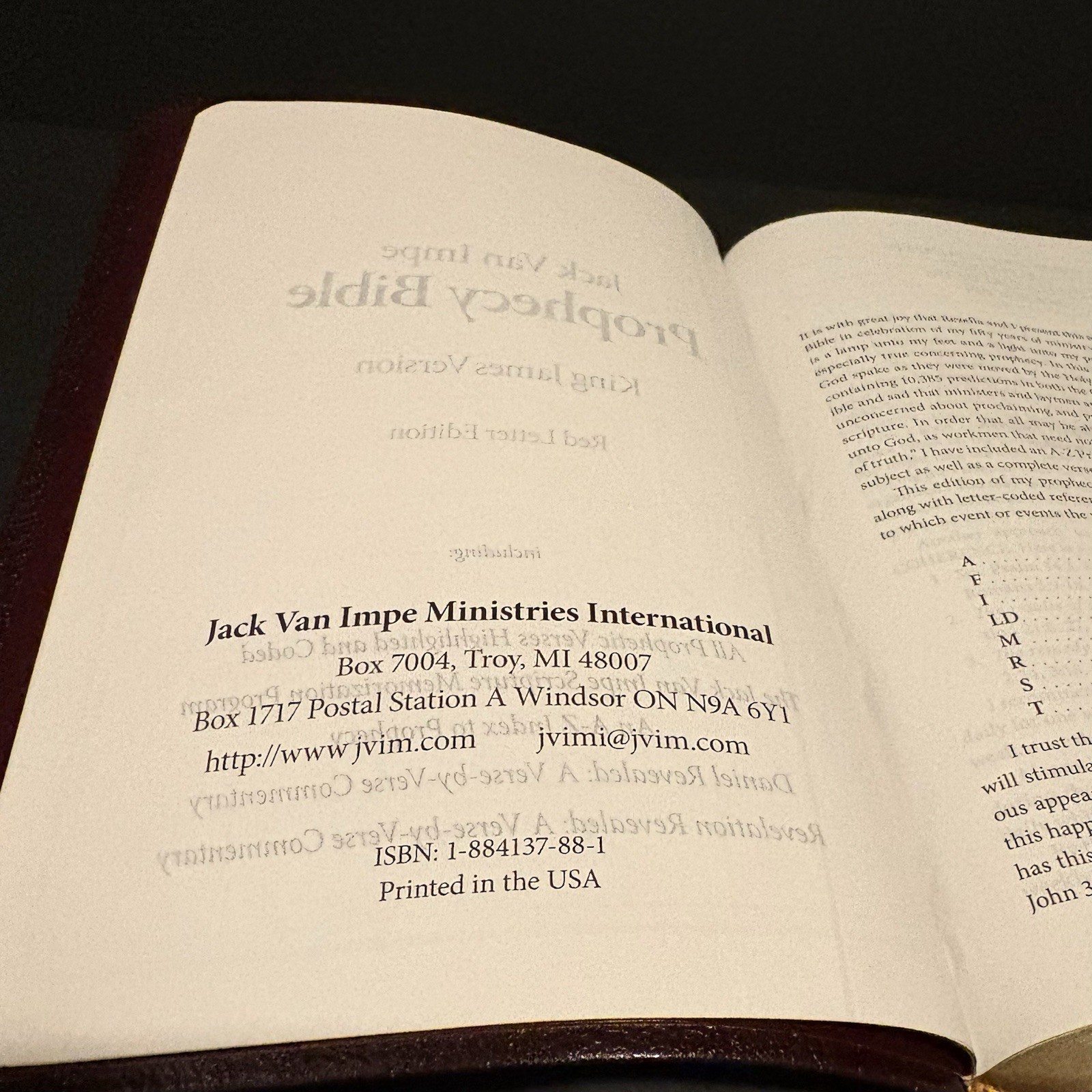 The Jack Van Impe Prophecy Bible New Third Edition KJV Bonded Burgundy Leather