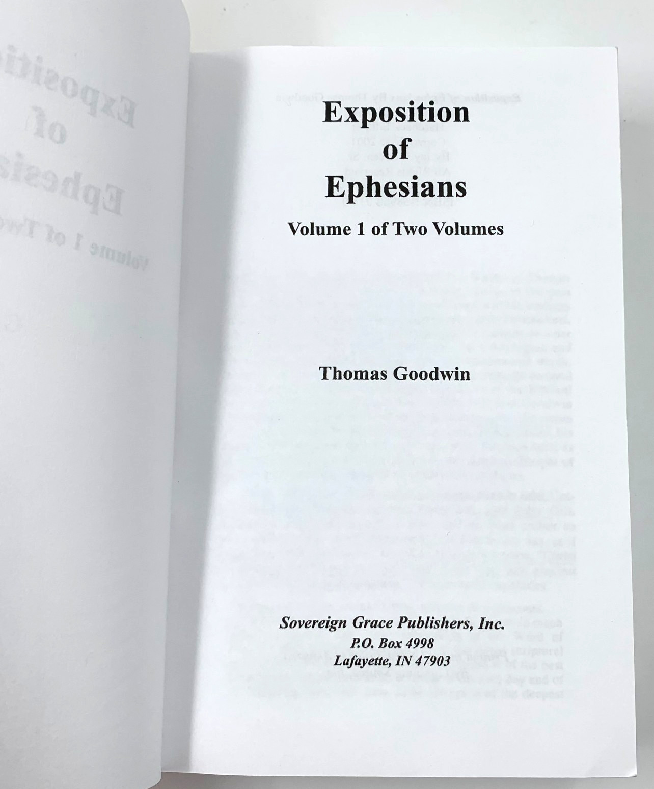 Exposition of Ephesians – by Thomas Goodwin – Vol 1. – PB 2001