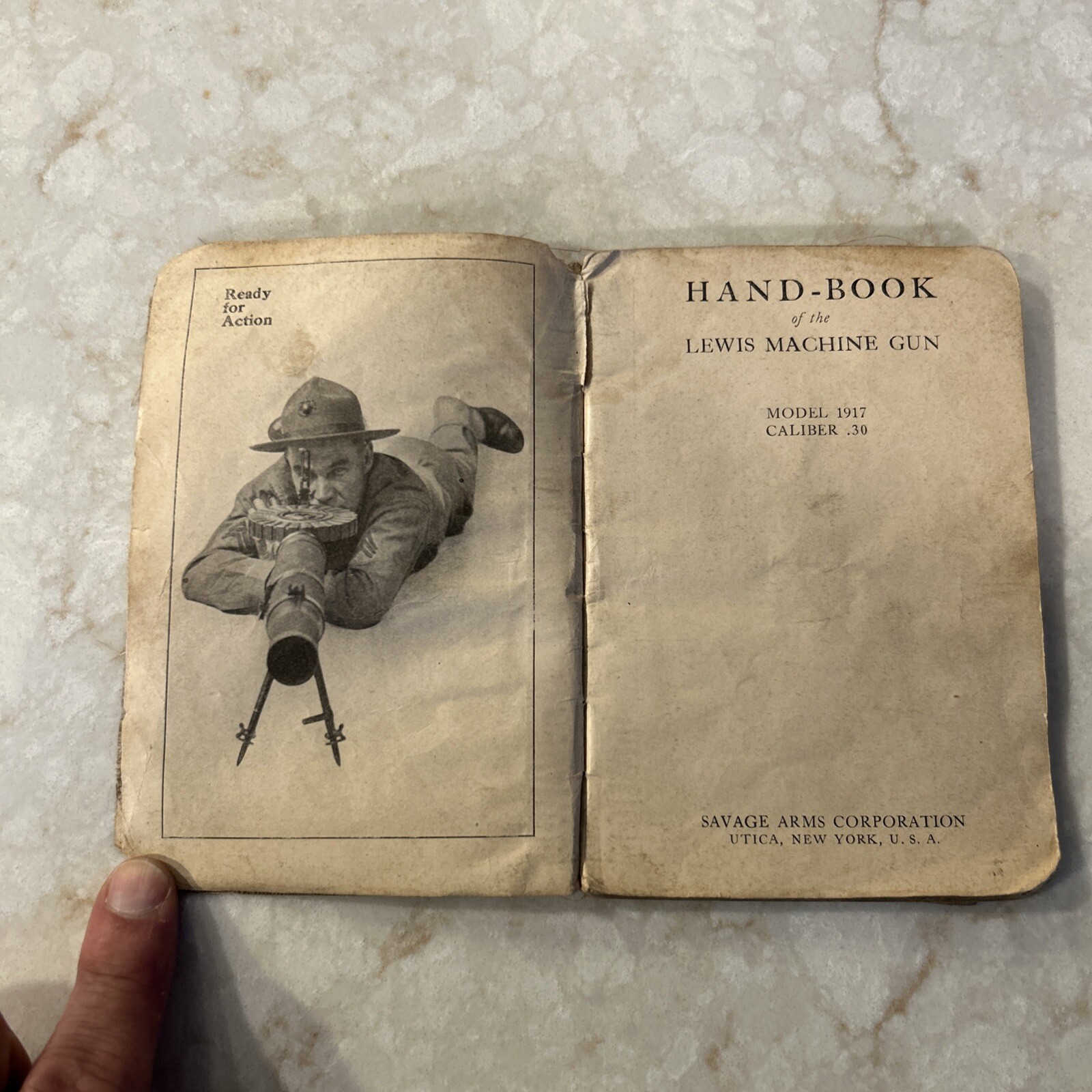 LEWIS MACHINE GUN Model 1917 Caliber .30 Original Handbook WW1 READ FAST SHIP