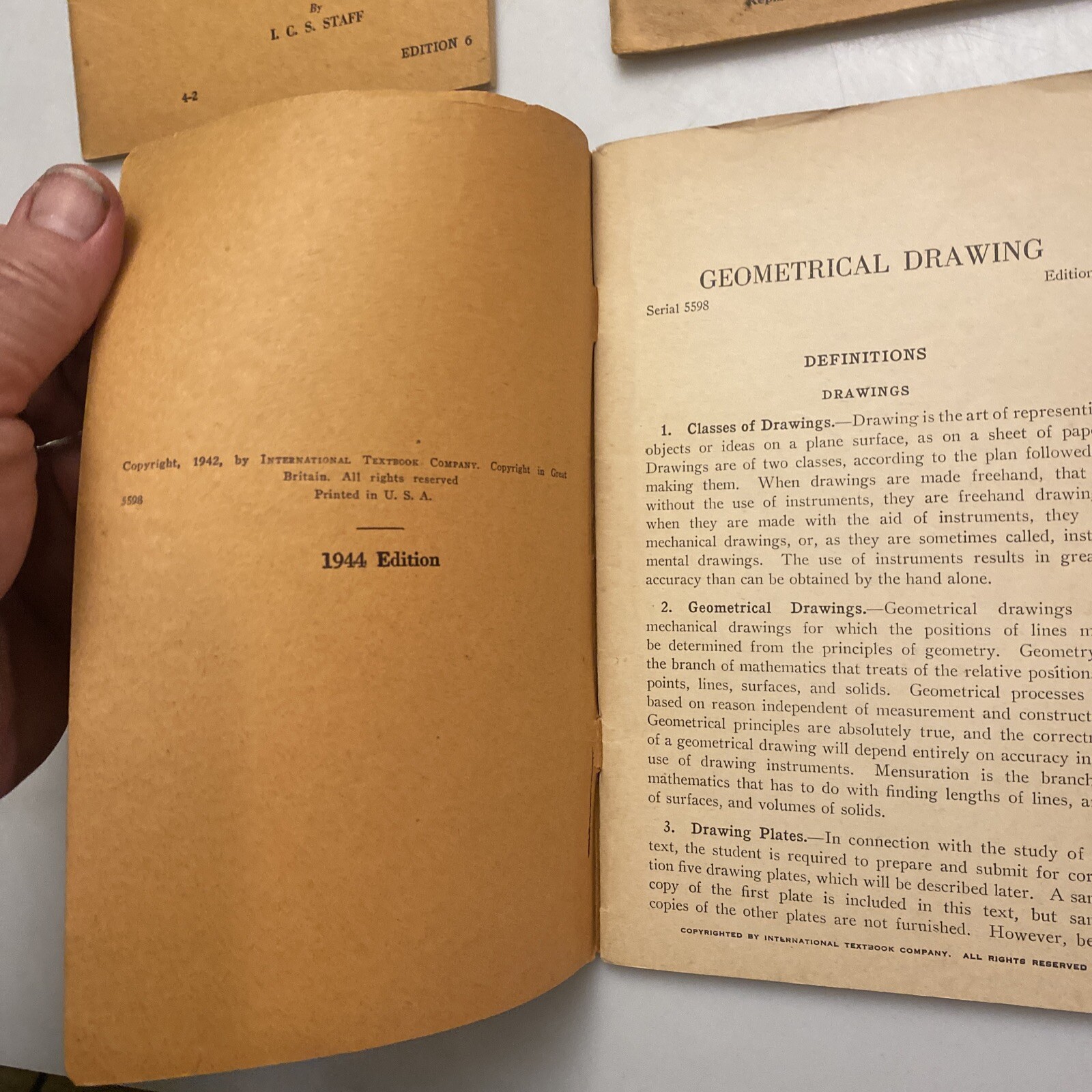 4 Geometric Drawing book by ICS Staff , 1944 Edition