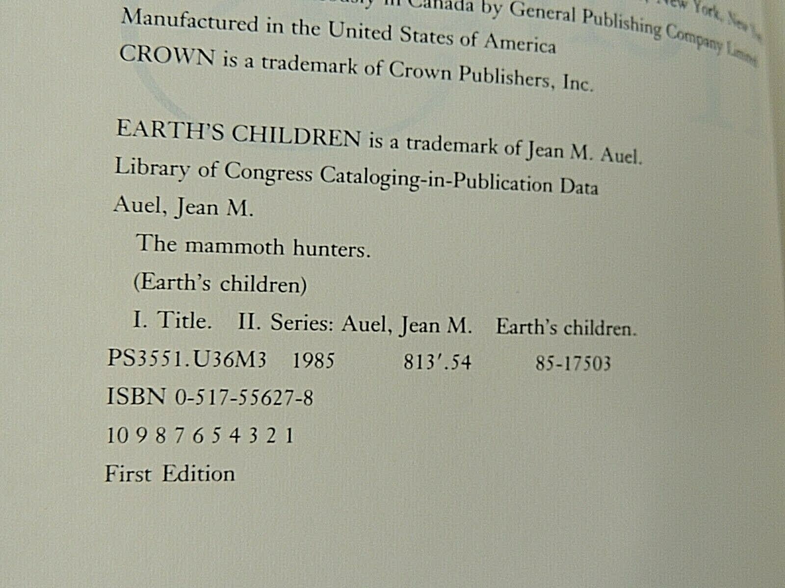 Earth’s Children Ser.: The Mammoth Hunters by Jean M. Auel (1985, Hardcover)