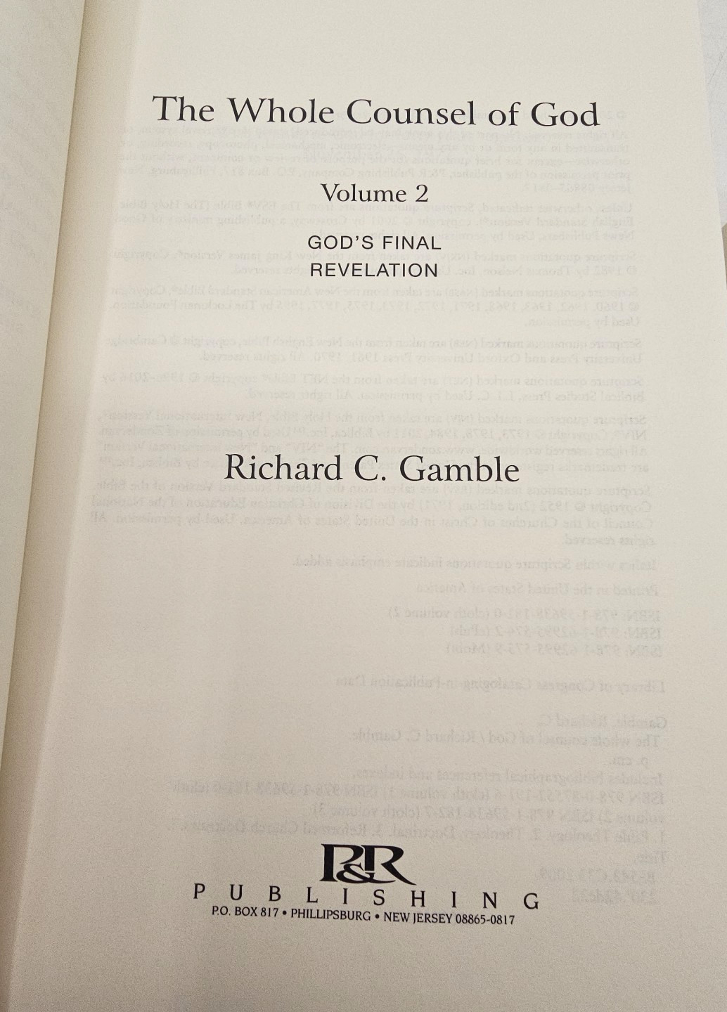 The Whole Counsel Of God Richard Gamble 3 Volume Set Hardcover