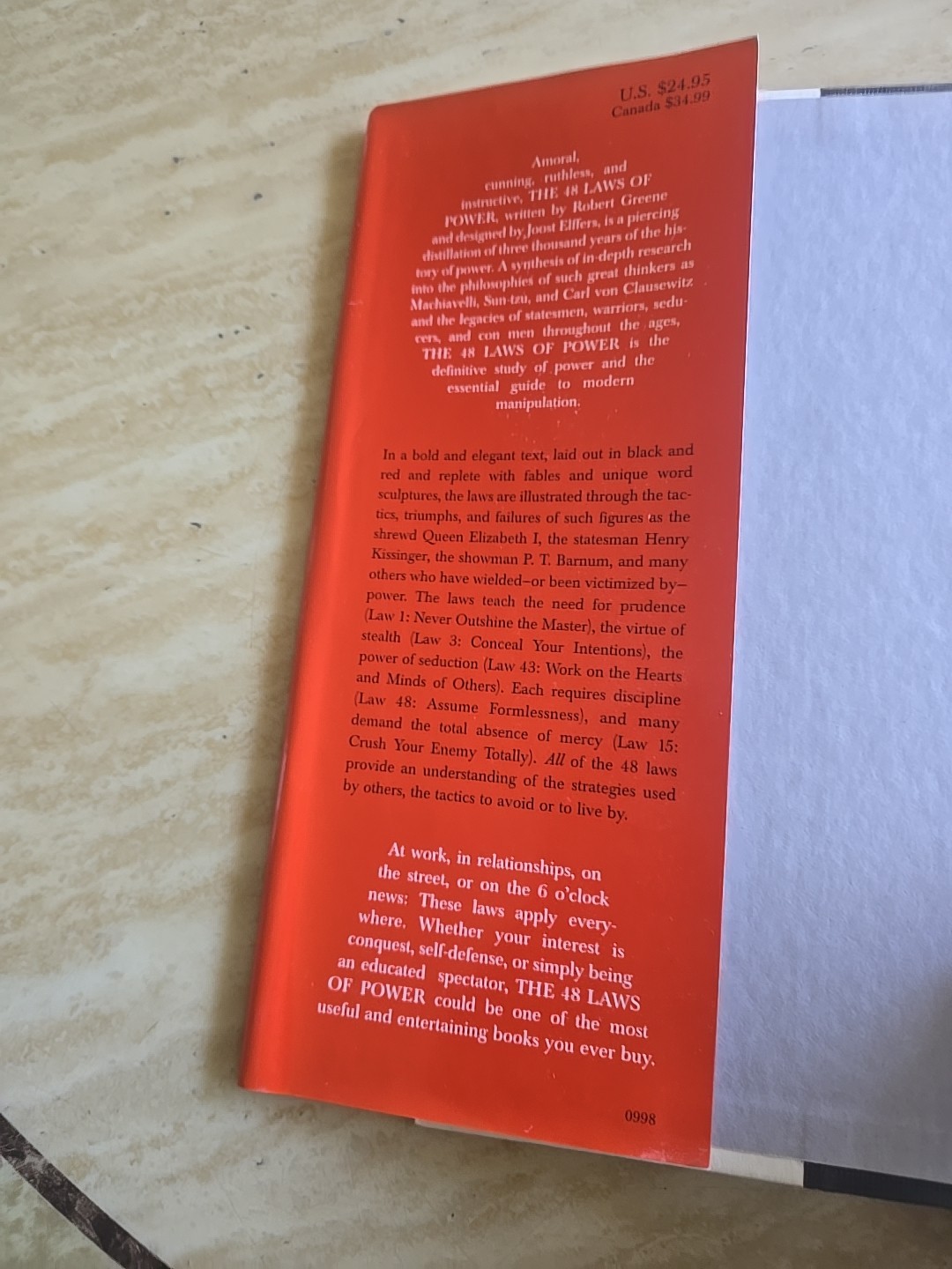 48 Laws of Power, Greene HC 1998 1st edition.
