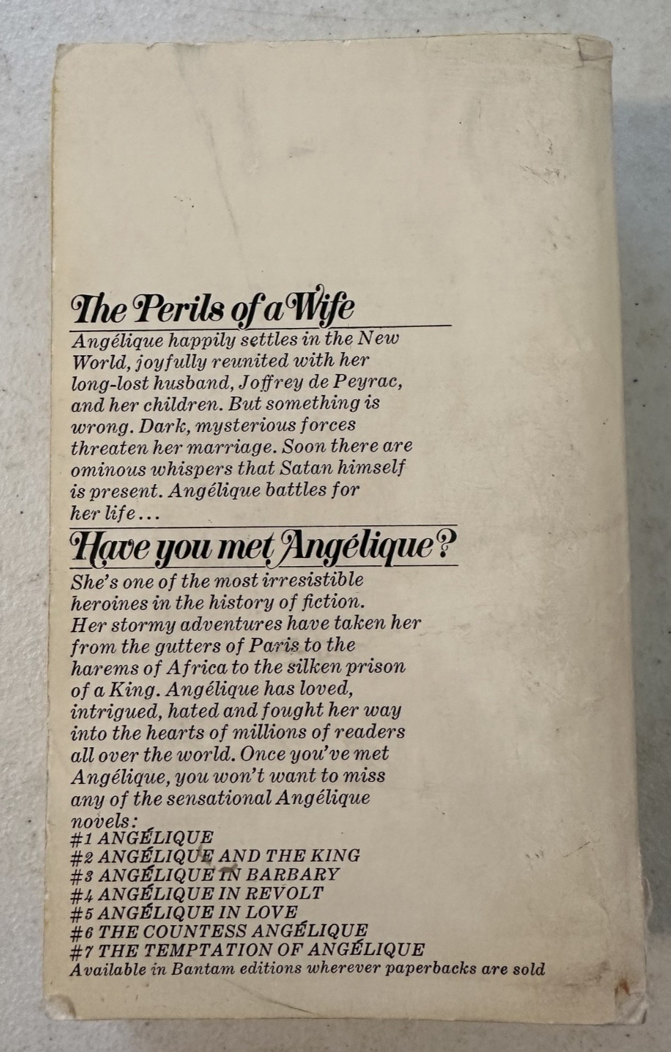 Angelique and the Demon #8 in series Golon Bantam romance OOP French VTG PB