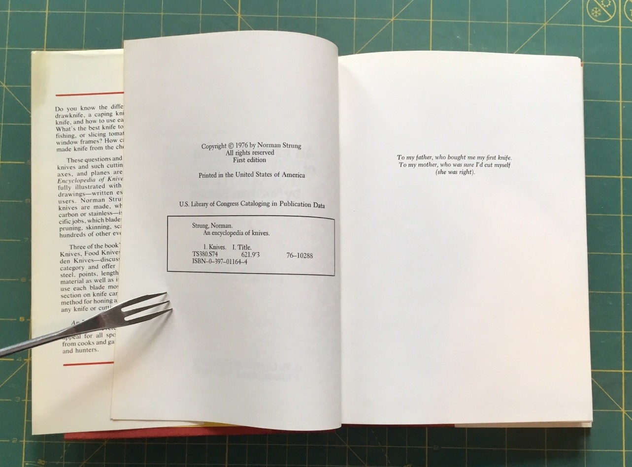 An Encyclopedia of Knives by Norman M. Strung, 1976 book, 220 Pages Many Picture