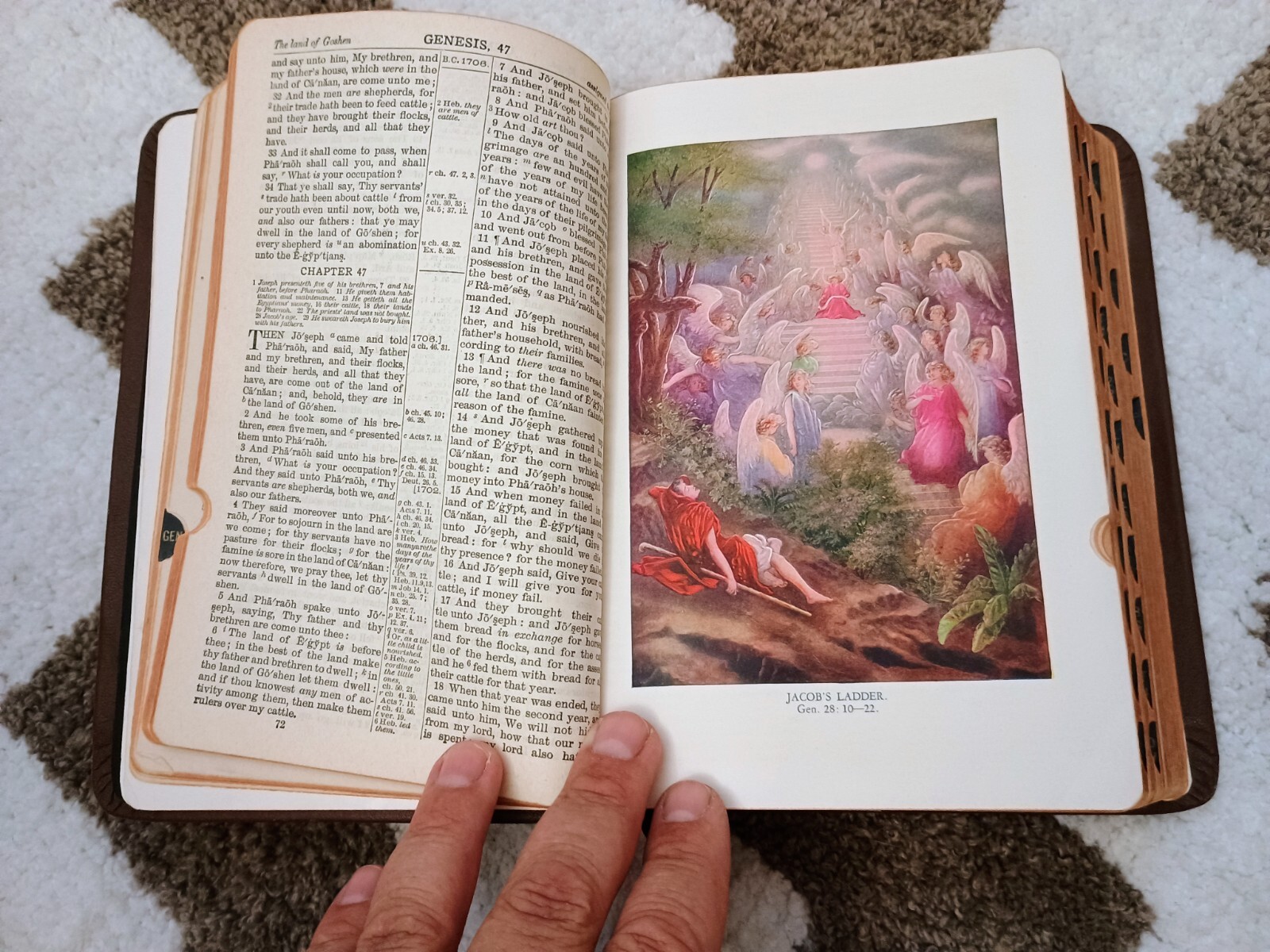 HOLY BIBLE King James KJV National Bible Press Brown THUMB INDEX Words In Red
