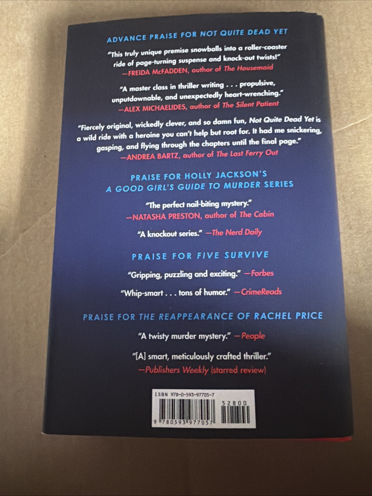 Not Quite Dead yet: A Novel by Holly Jackson (Hardcover) SEE DESCRIPTION