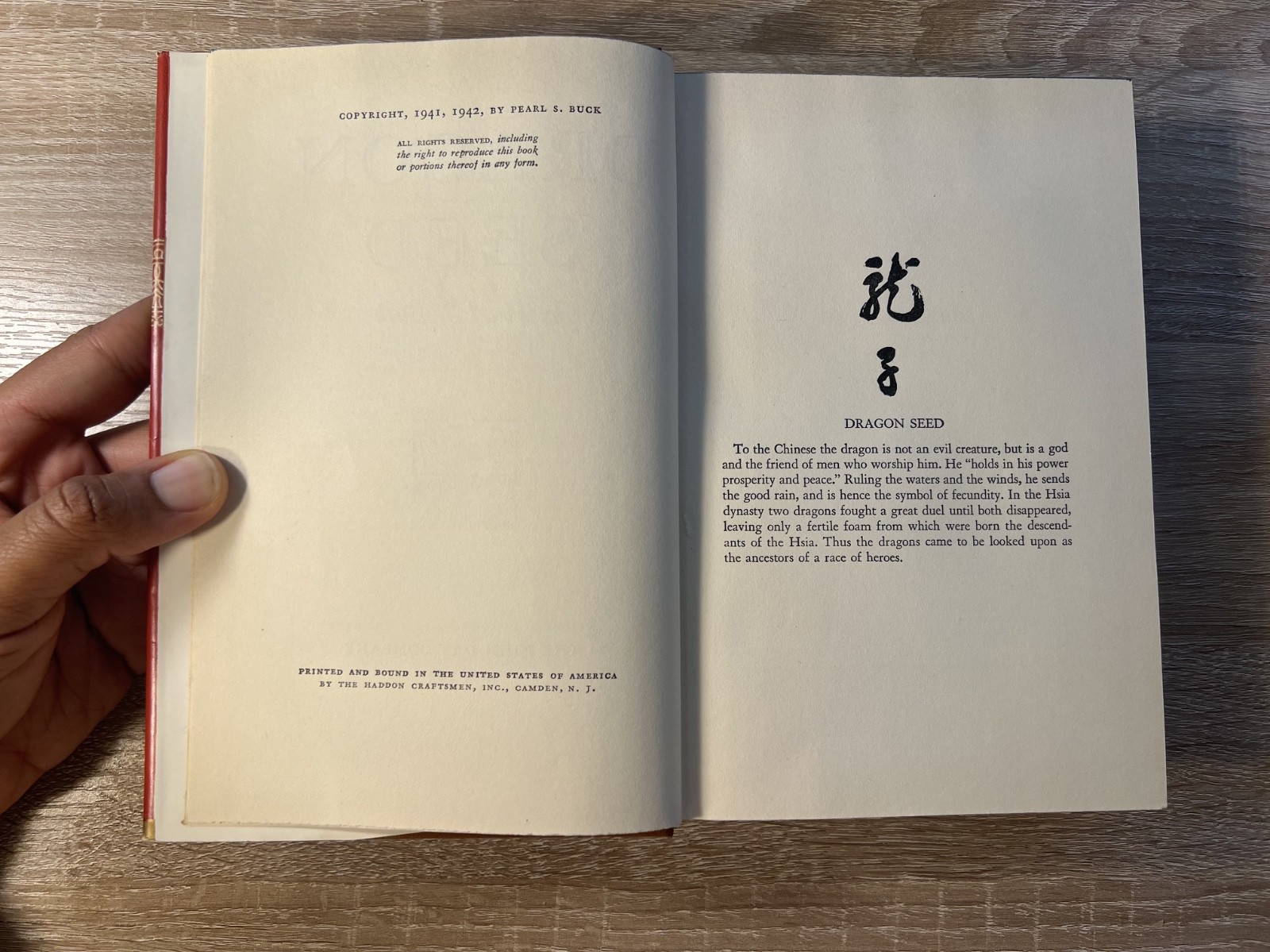 Dragon Seed Pearl S. Buck Hardcover Book John Day 1942 First Edition Print 1st
