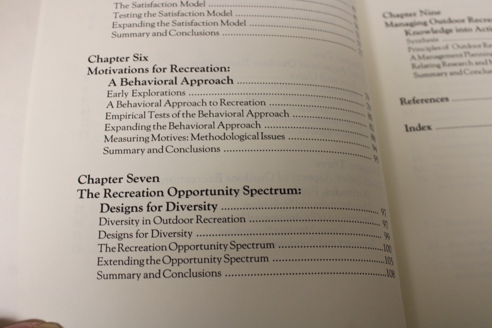 Studies in Outdoor Recreation Review & Synthesis Social Science Literature
