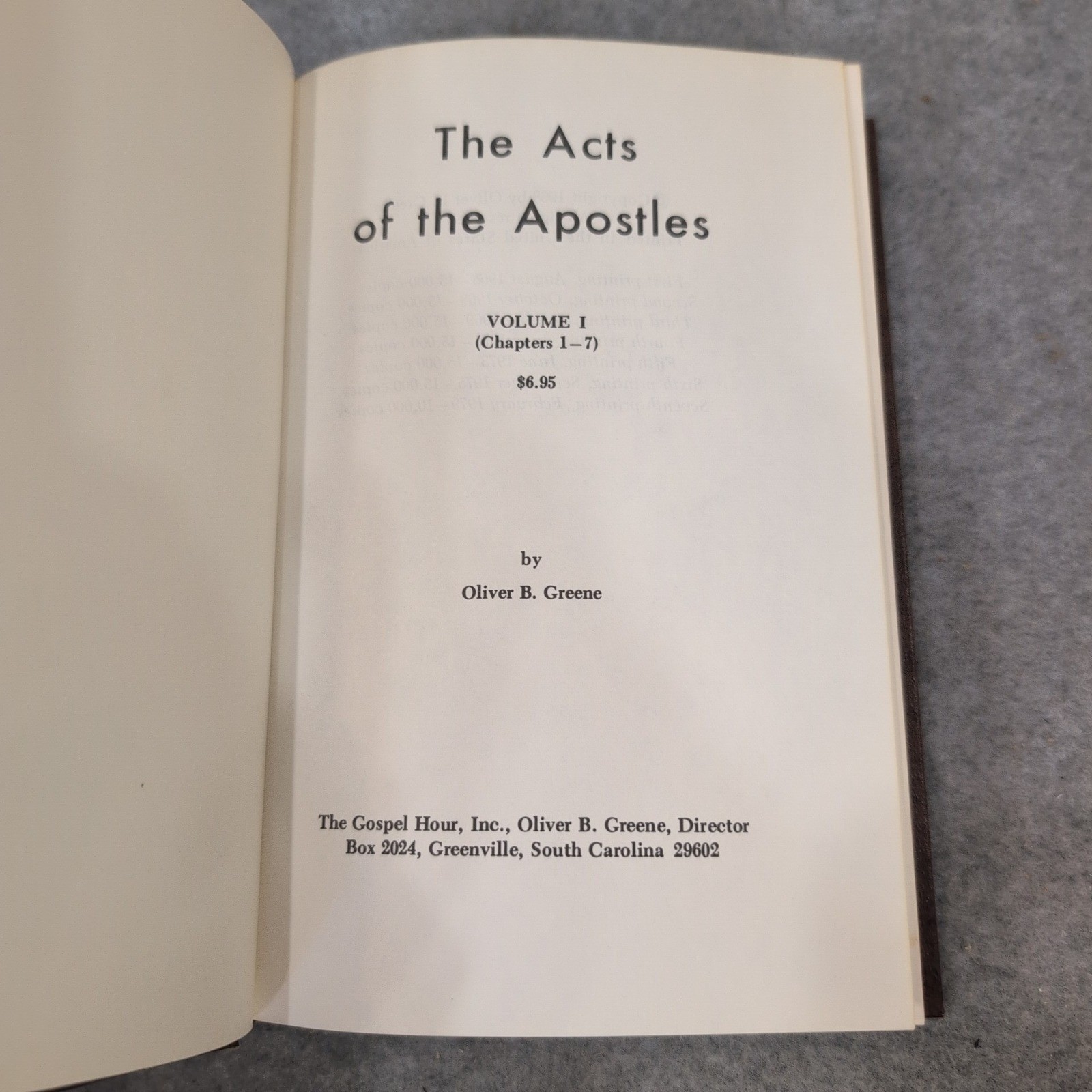 Oliver B Greene The Acts of the Apostles Volumes 1-4 Gospel Hour Commentary Set