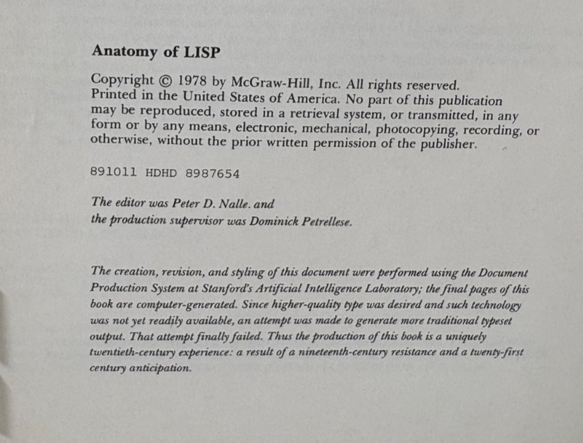 Anatomy of LISP by John Allen, Computer Science Series, 1978 McGraw Hill