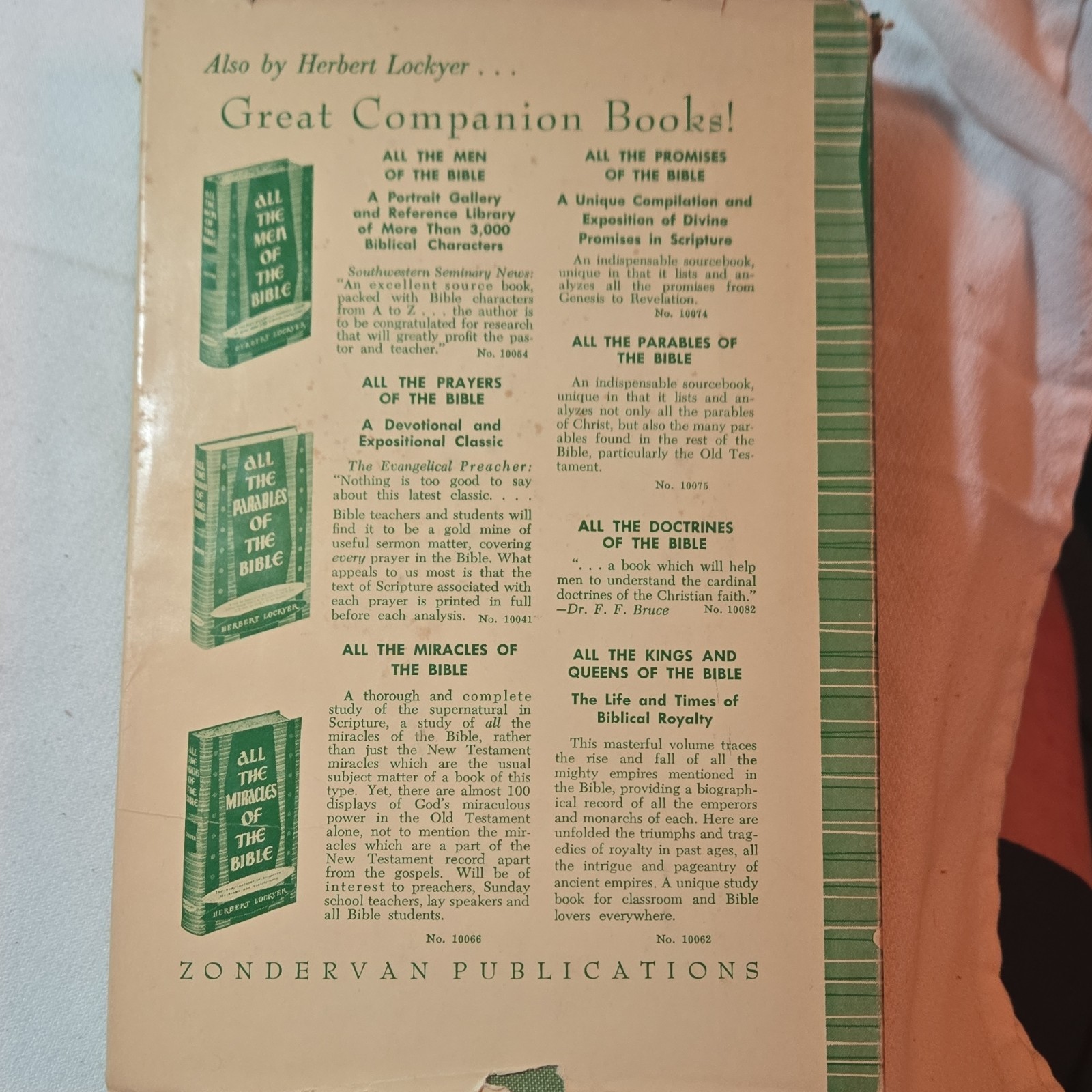 Zondervan All the Books and Chapters of the Bible HC Herbert Lockyer 1966