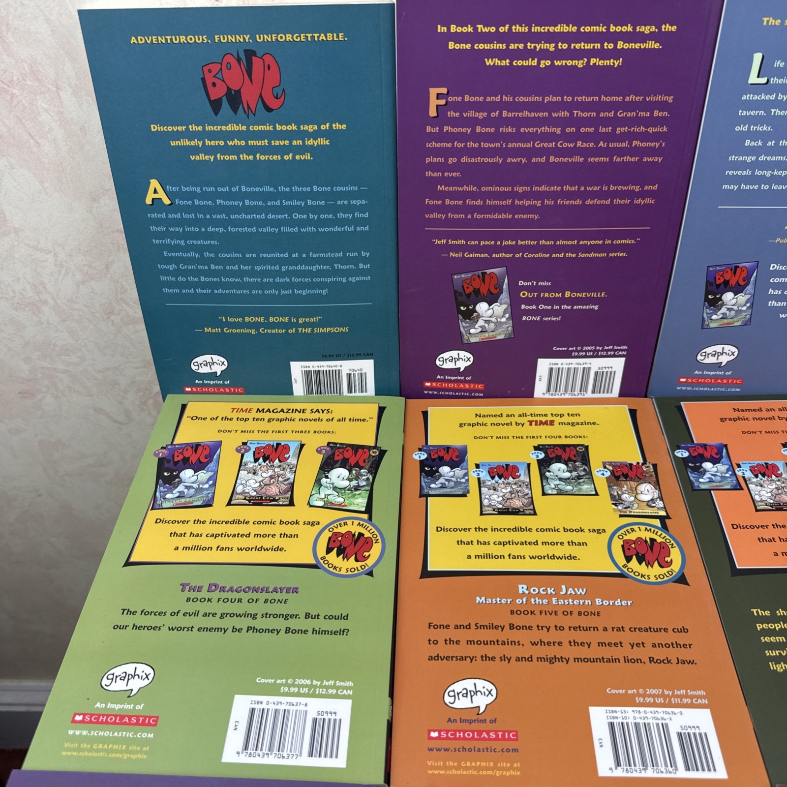 Complete Set 1-9 Graphic Novel BONE Jeff Smith PB Scholastic Graphix Color