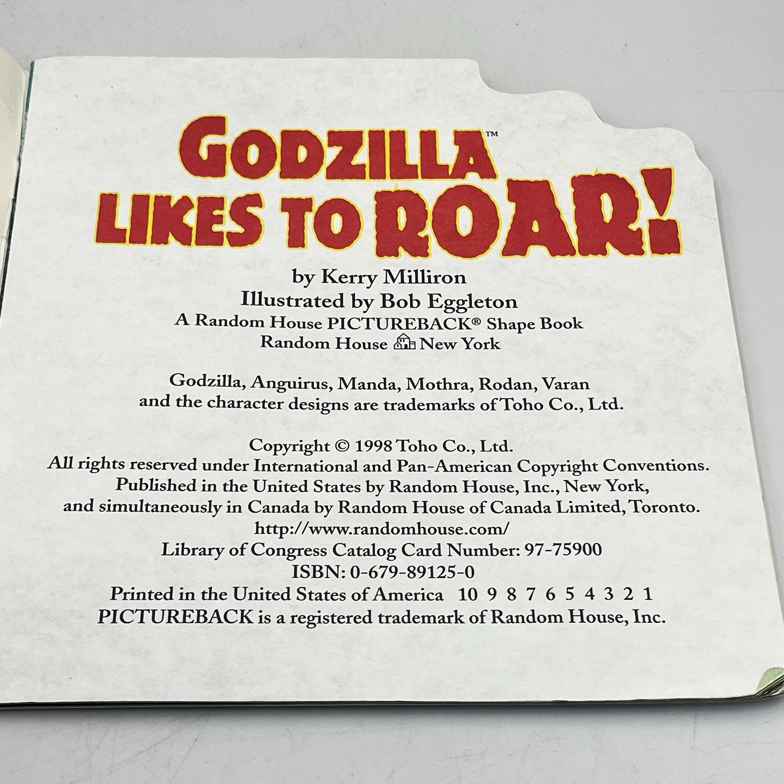 VTG 1998 Godzilla Likes to Roar! Bob Eggleton Milliron Rare Book Rodan Anguirus