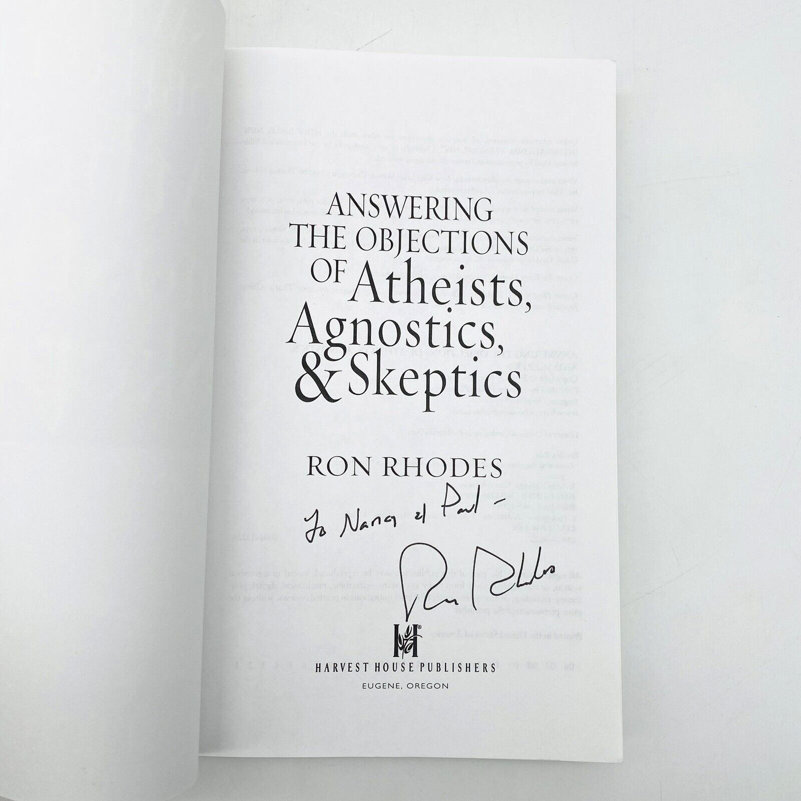 SIGNED Answering the objections of Atheists Agnostics Skeptics Ron Rhodes PB