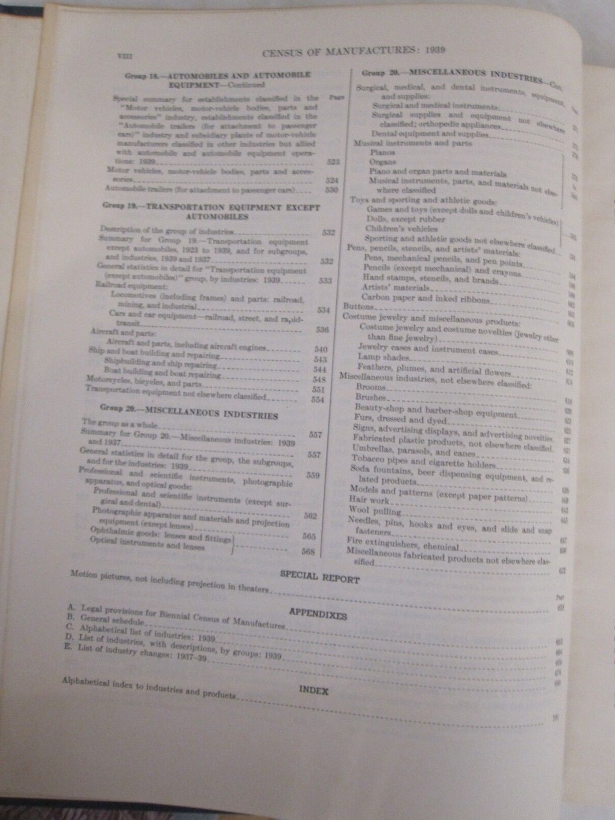 Census of Manufactures for 1939, 16th Census 1940, industries; hardcover