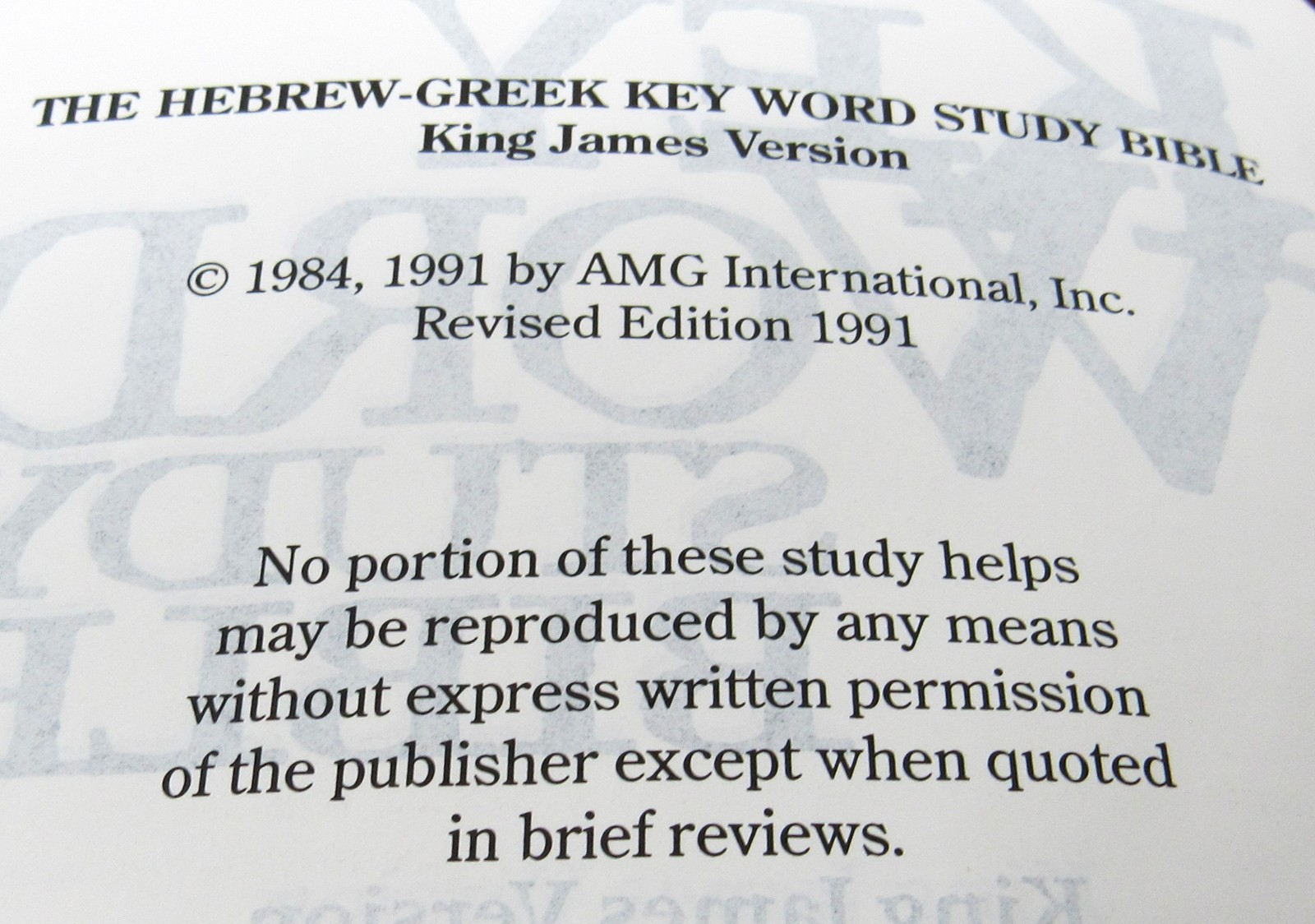 Key Word Study Bible KJV King James Red Leather 1991 AMG Publishers GC Free Ship