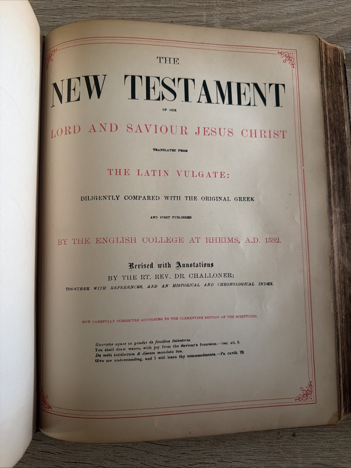 Antique 1800s The Holy Bible Revised with Annotations by the Rev. R. Challoner