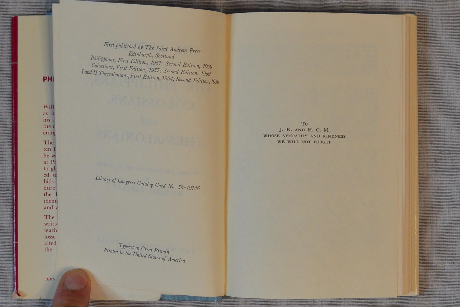 The Letters To Philippians Colossians And Thessalonians William Barclay DSB 1959