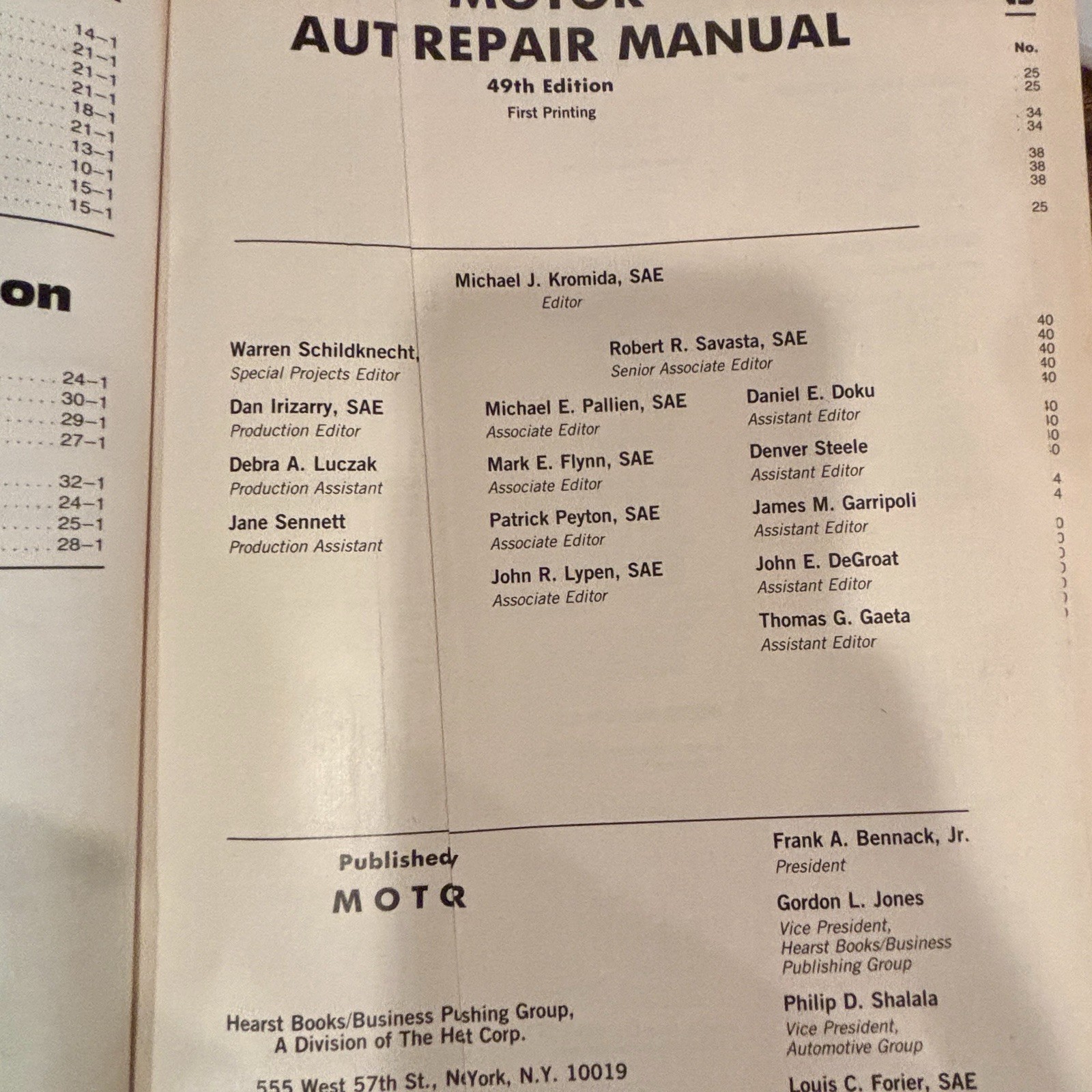 Motor Auto Repair Manual 1980-1986 49th Edition Vintage Car Repair Book