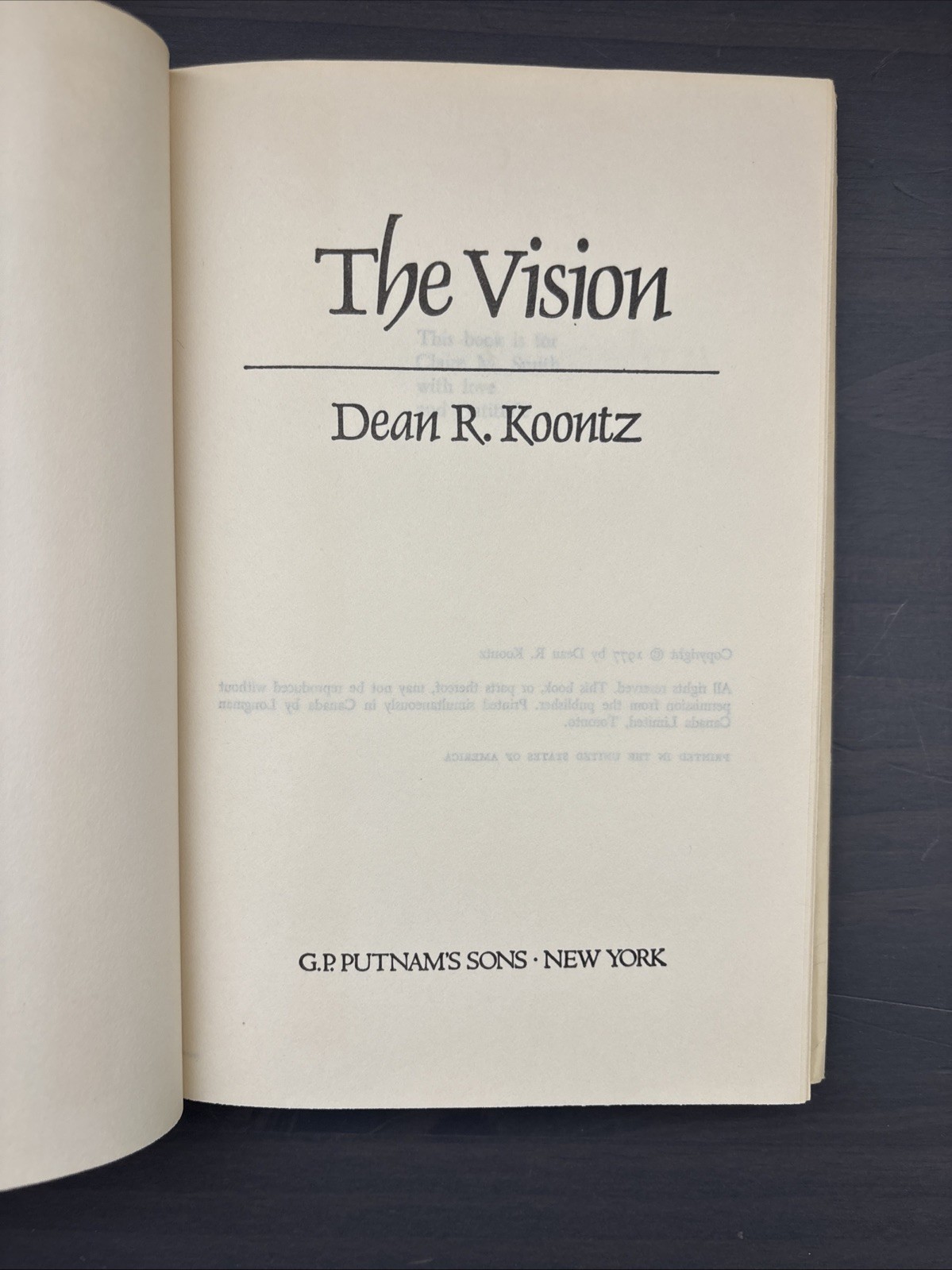 THE VISION DEAN KOONTZ 1977 1ST HCDJ