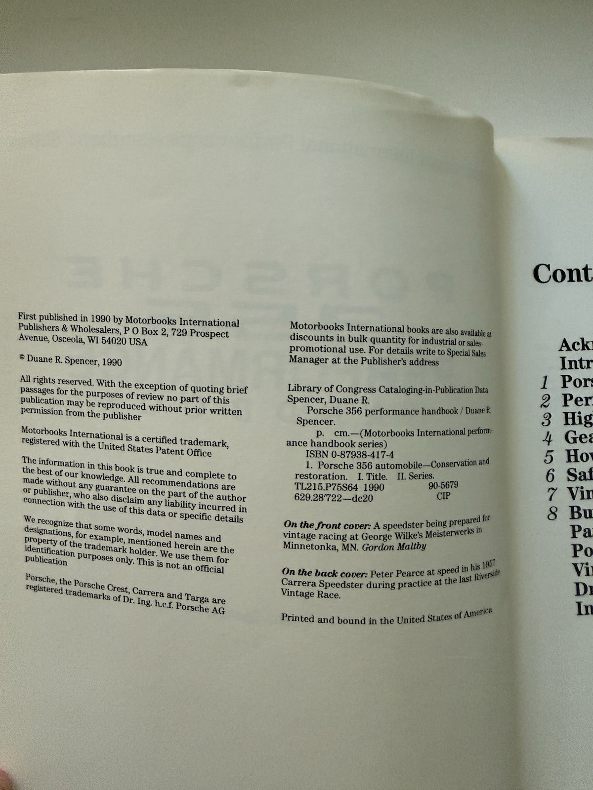 Porsche 356 Performance Handbook by Duane R. Spencer 1990