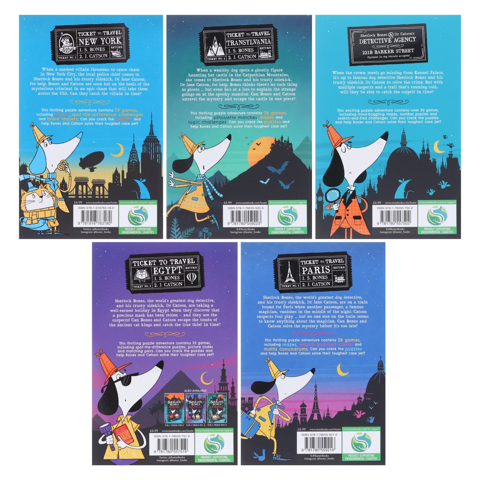 Sherlock Bones Puzzle Quest Series By Tim Collins 5 Books – Ages 7-9 – Paperback