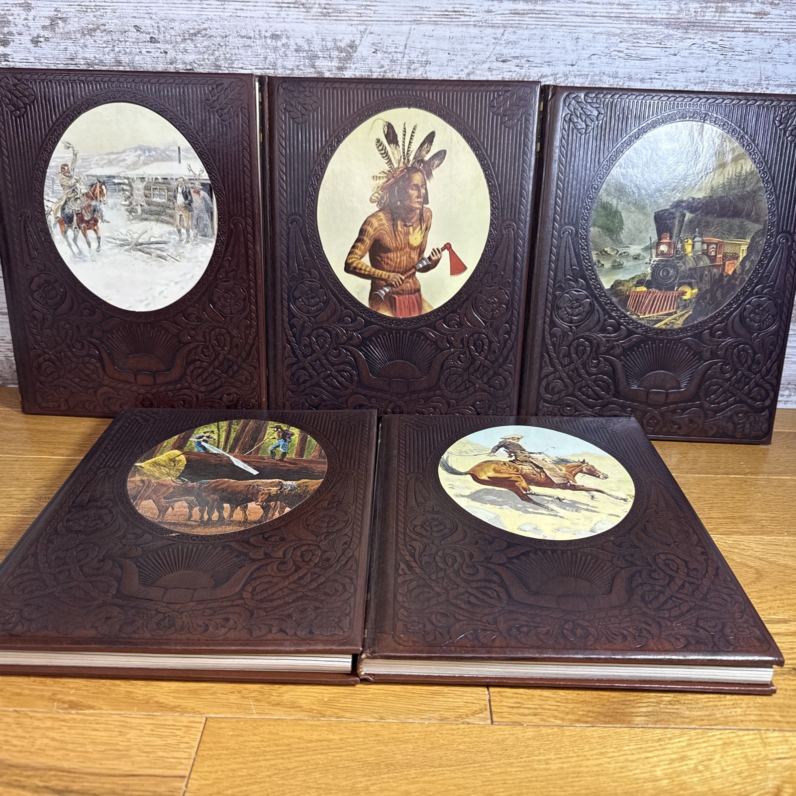 Lot 5 Vintage The Old West Series Time Life Books Cowboys Railroader Leatherette