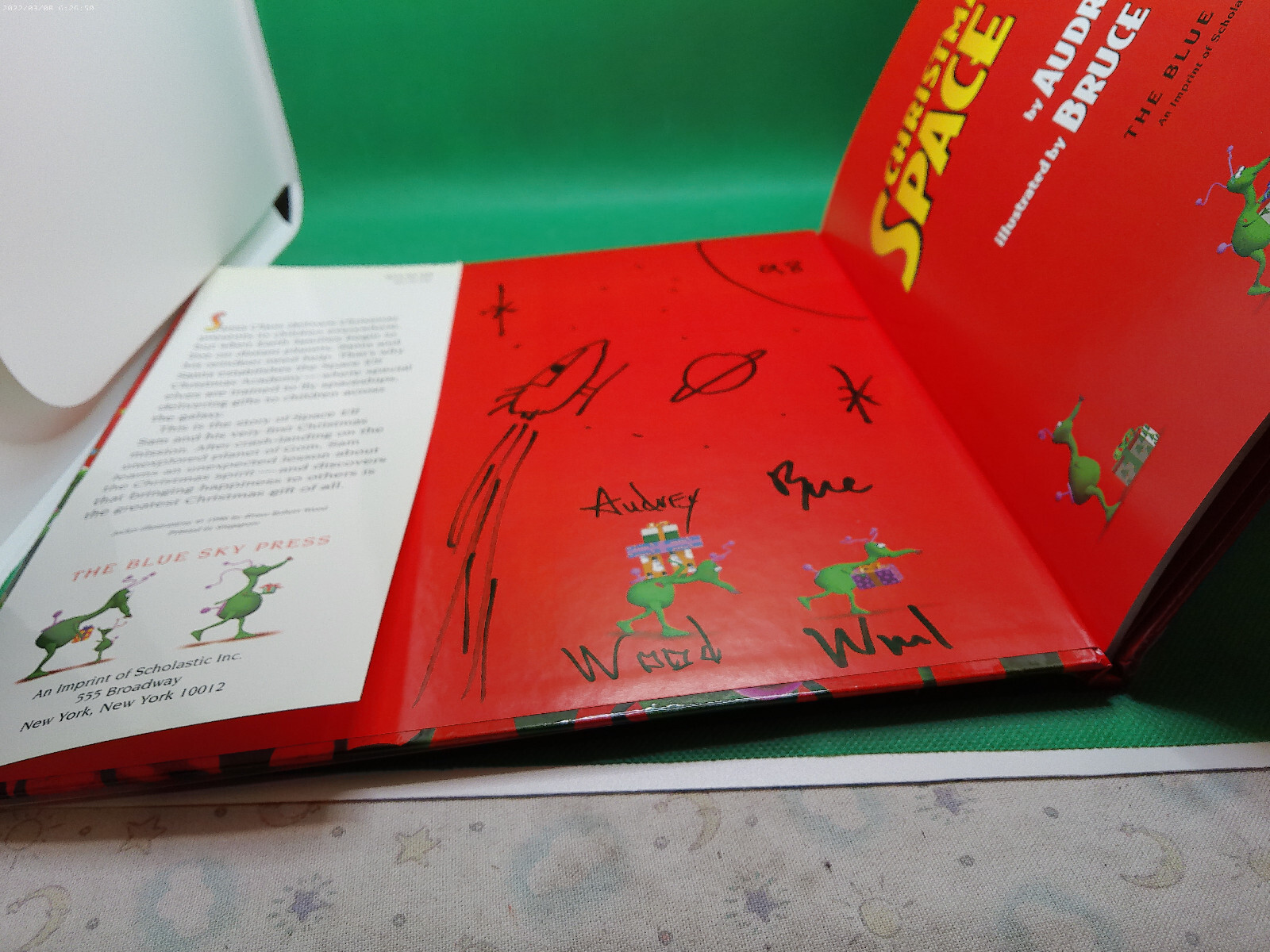Christmas Adventure Space Elf Sam HB book 1999 signed author Audrey Bruce Wood