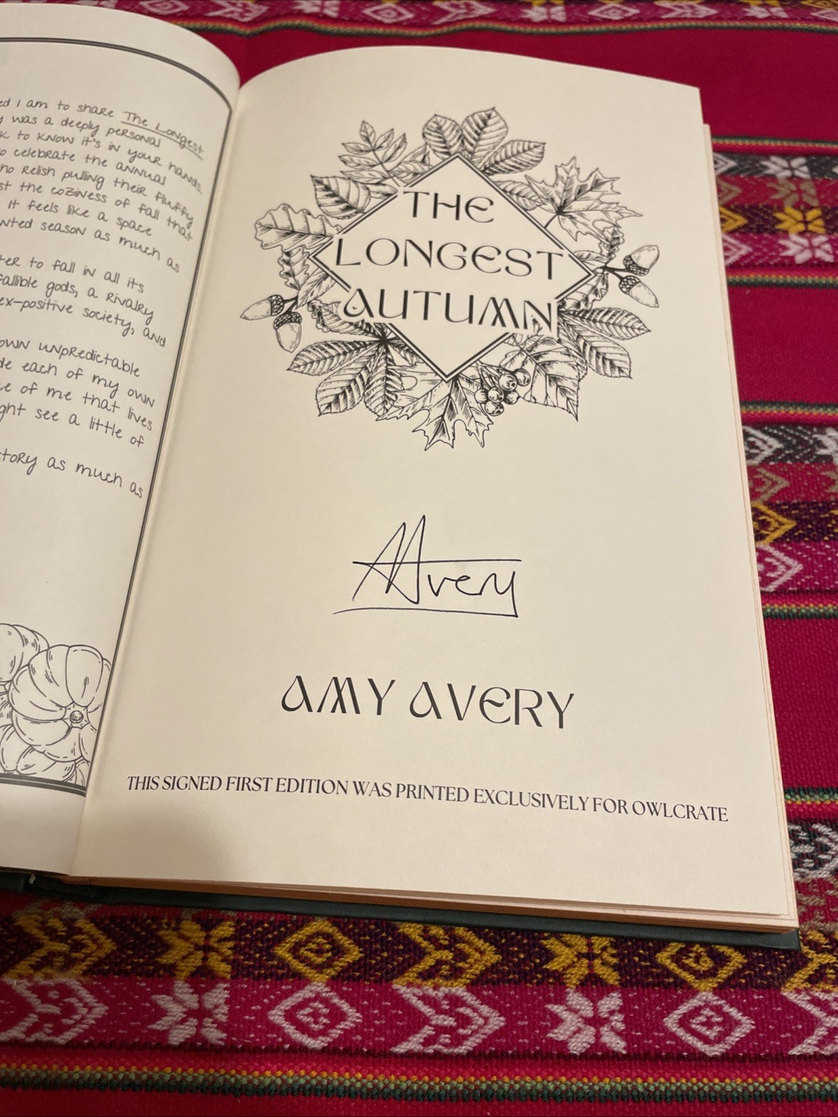The Longest Autumn by Amy Avery HC *Signed 1st edition by Owlcrate