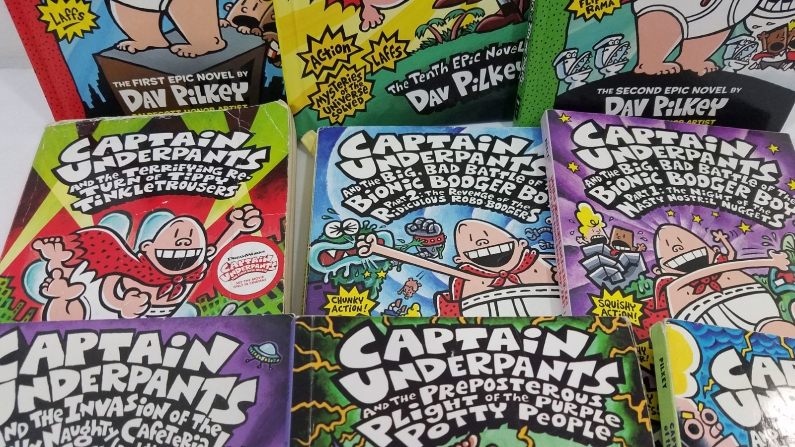 Captain Underpants & Dog Man Book Lot By Dav Pilkey 14 Books Mixed Titles