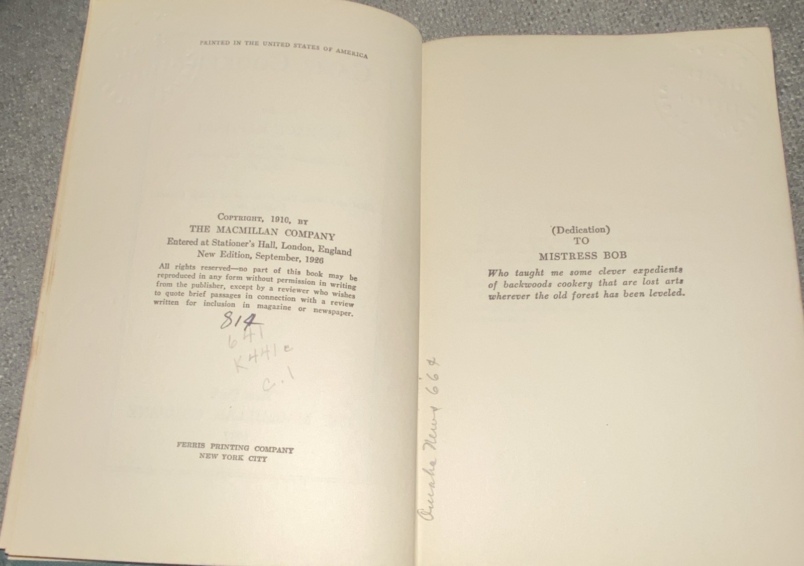 Camp Cookery Horace Kephart HC Illustrated Inscribed 1937 Macmillan Co.