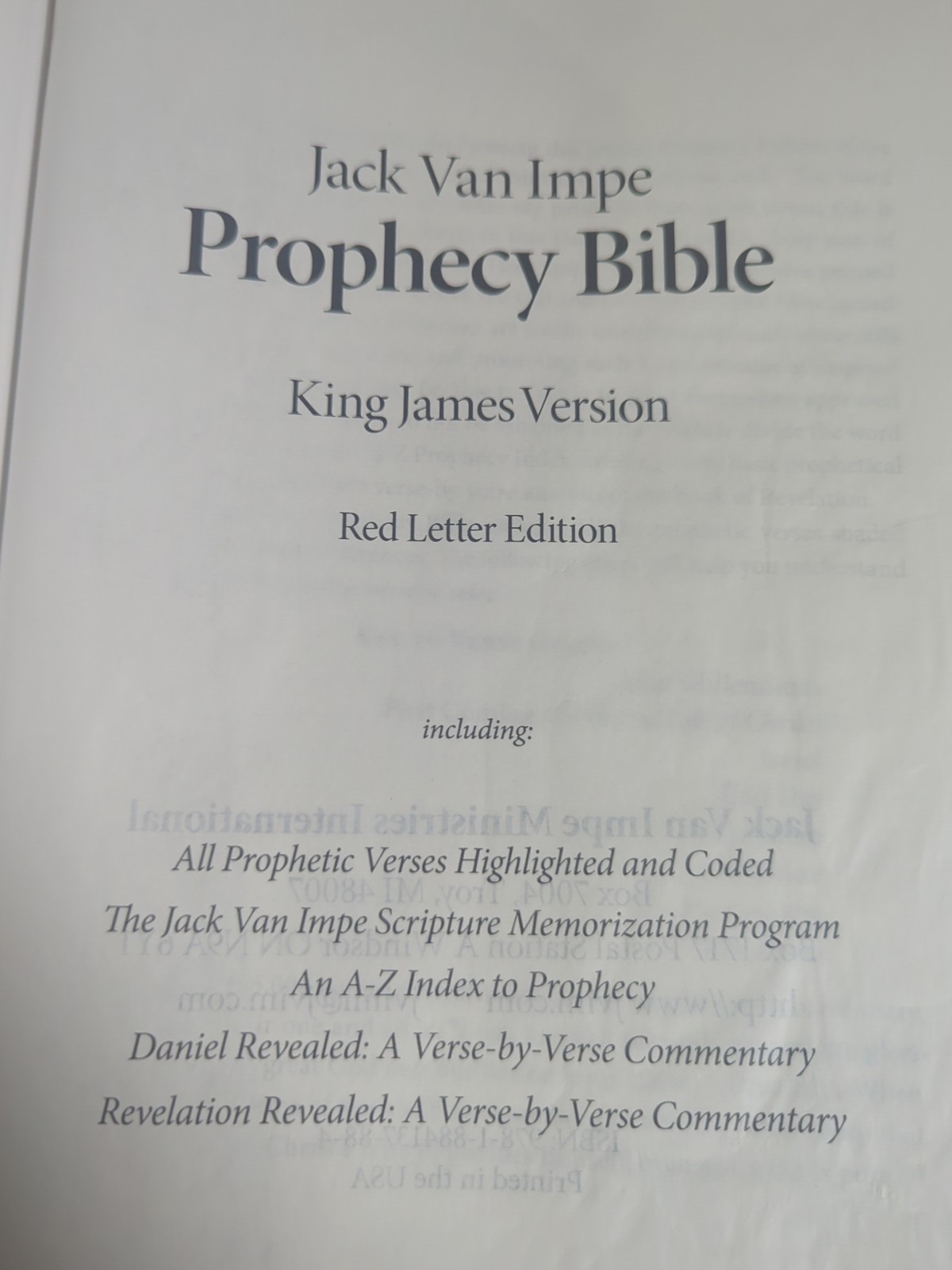 KJV The Jack Van Impe PROPHECY BIBLE Red Letter Limited Special Edition Leather