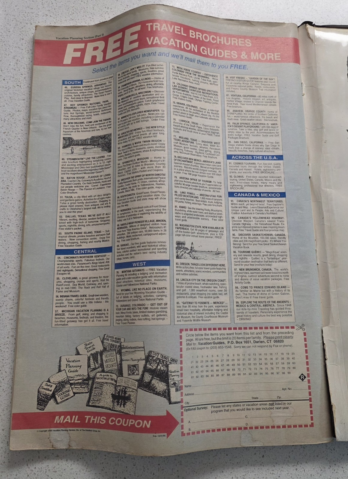 Rand McNally Atlas 1995 Includes United States,Canada,Mexico & Great Vintage Ads