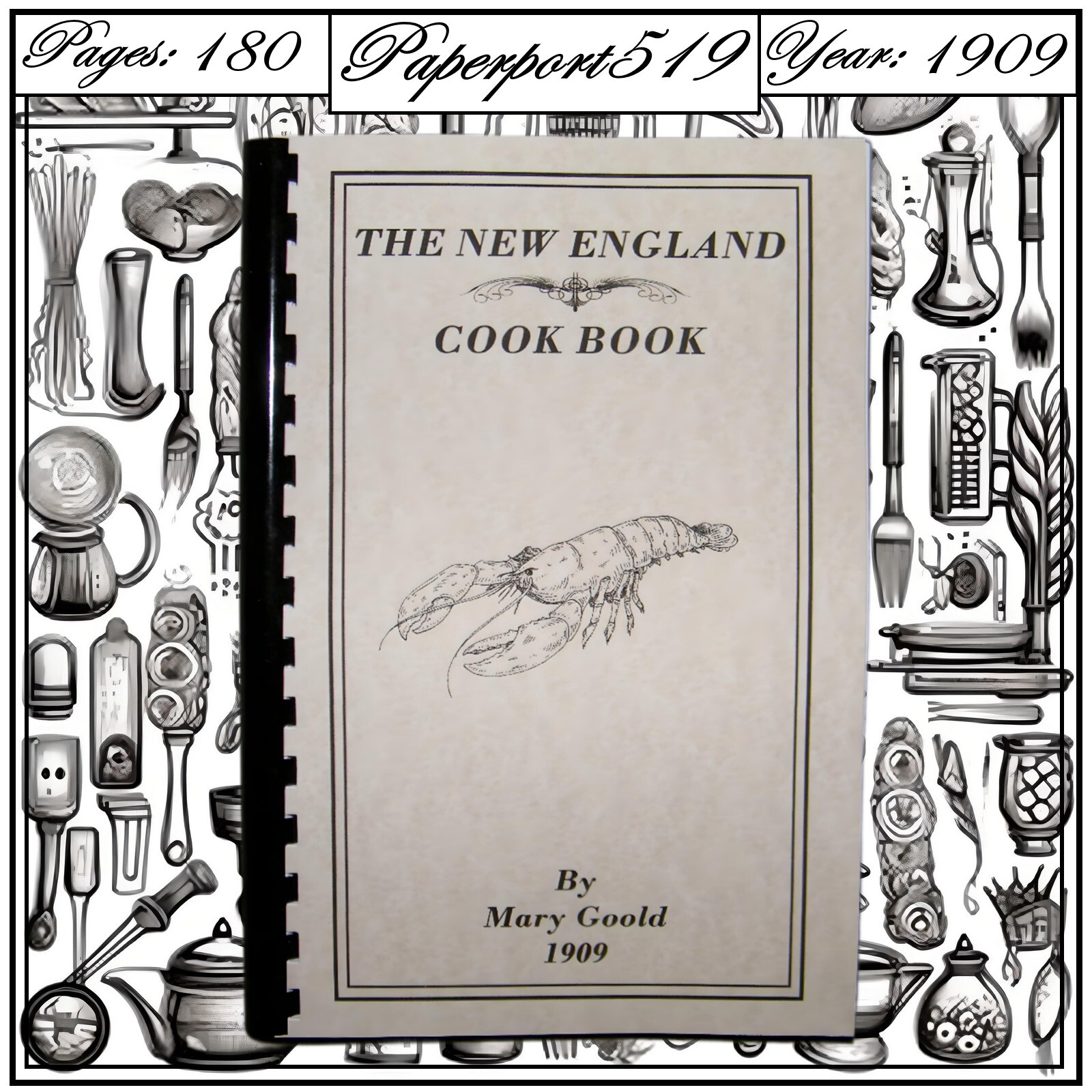 „1909“ The New England Vintage Cook Book 180 Pages