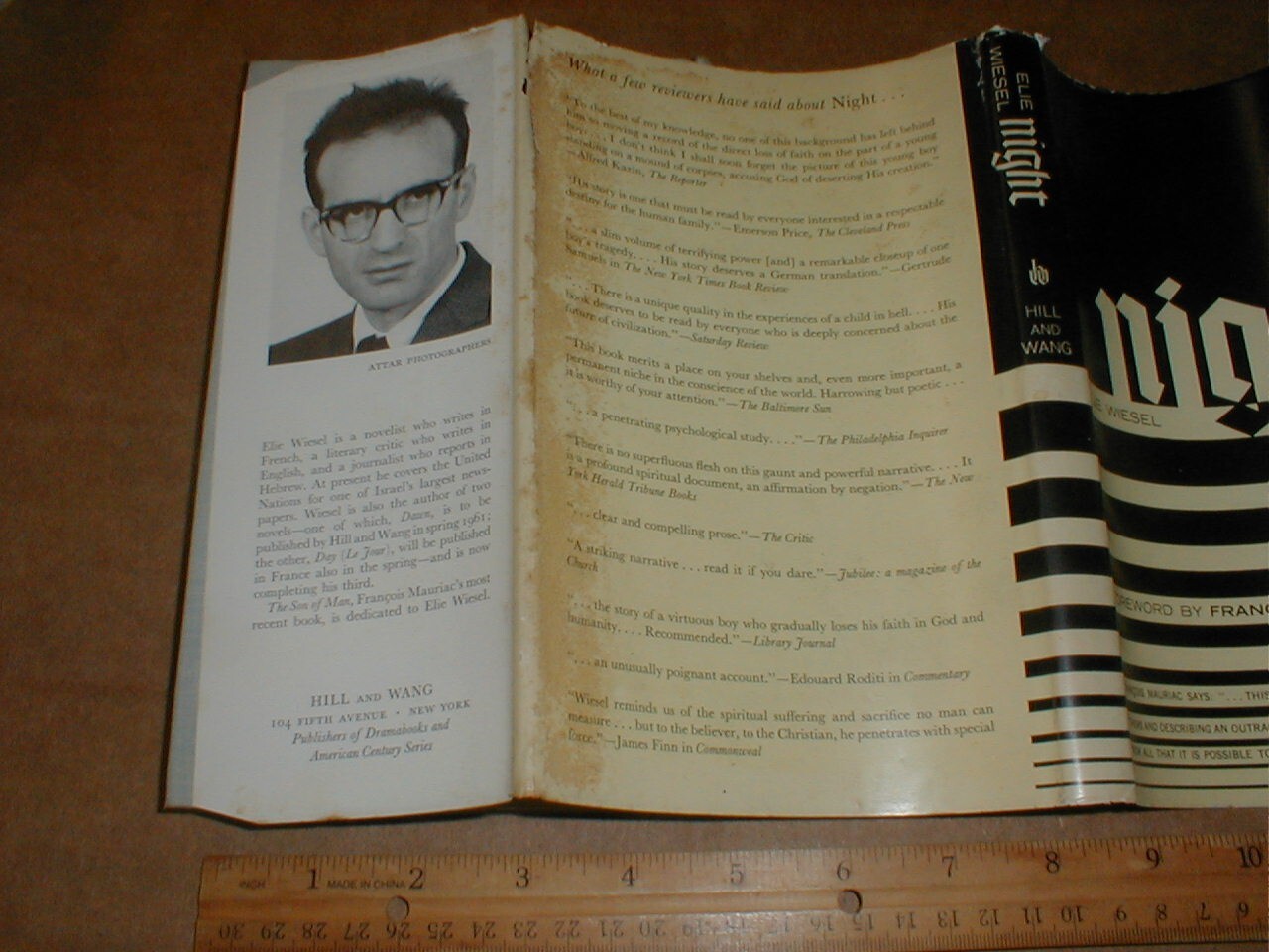 Night by Elie Wiesel Second American Printing 1961 Hill and Wang P. $3.00 intact