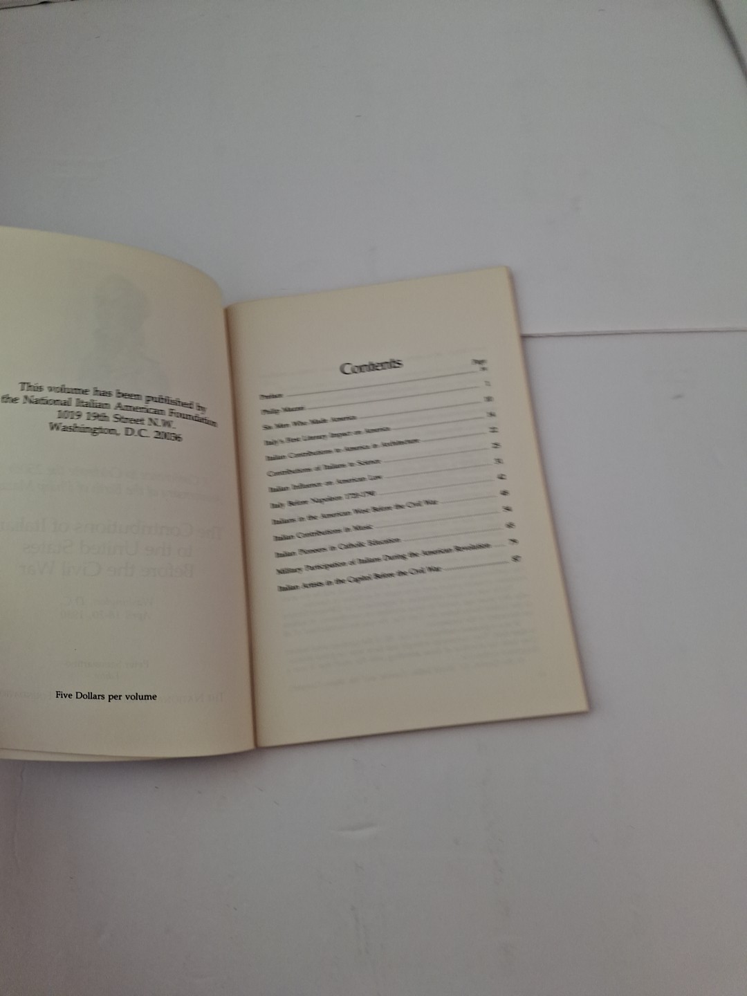 Peter Sammartino, Contributions of Italians to US Before Civil War 1980