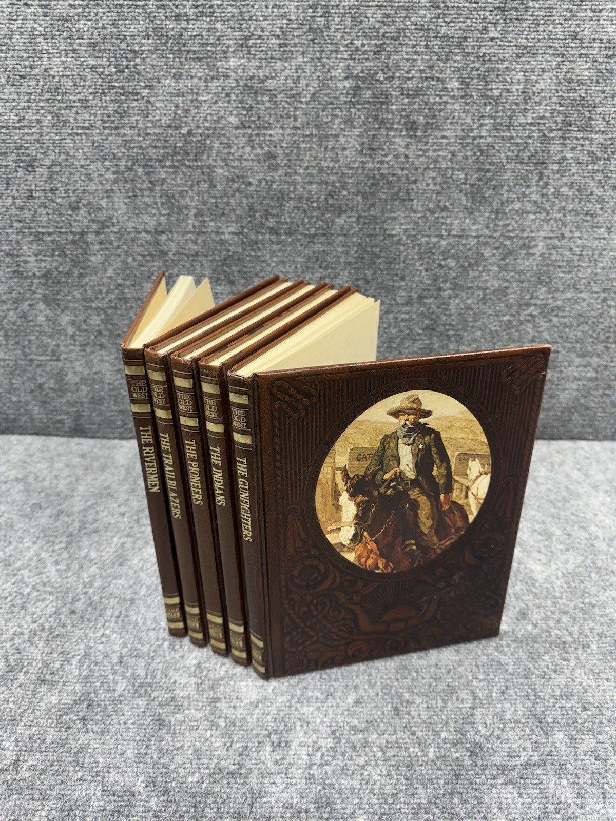 Time Life Books The Old West Series Brown Faux Leather – Lot Of 5 Books